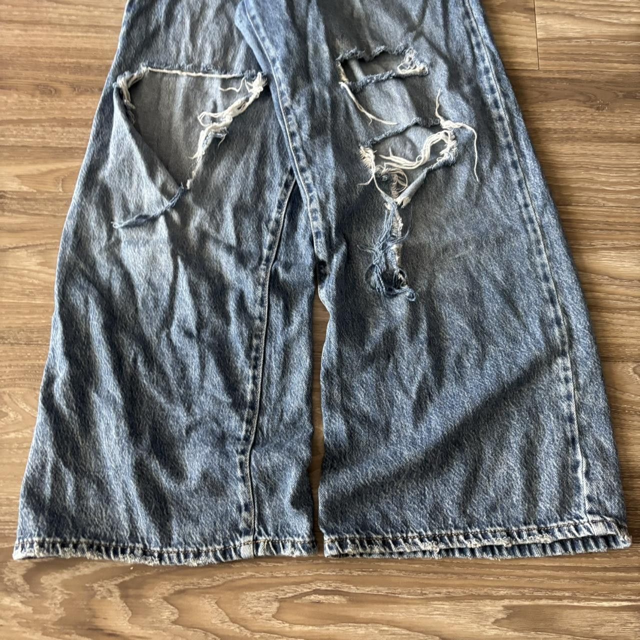 Japanese Brand Crazy Vintage Y2K/2000s Baggy Distressed Skater Wide Leg Denim Jeans! 32x30 Size US 32 / EU 48 - 6 Thumbnail