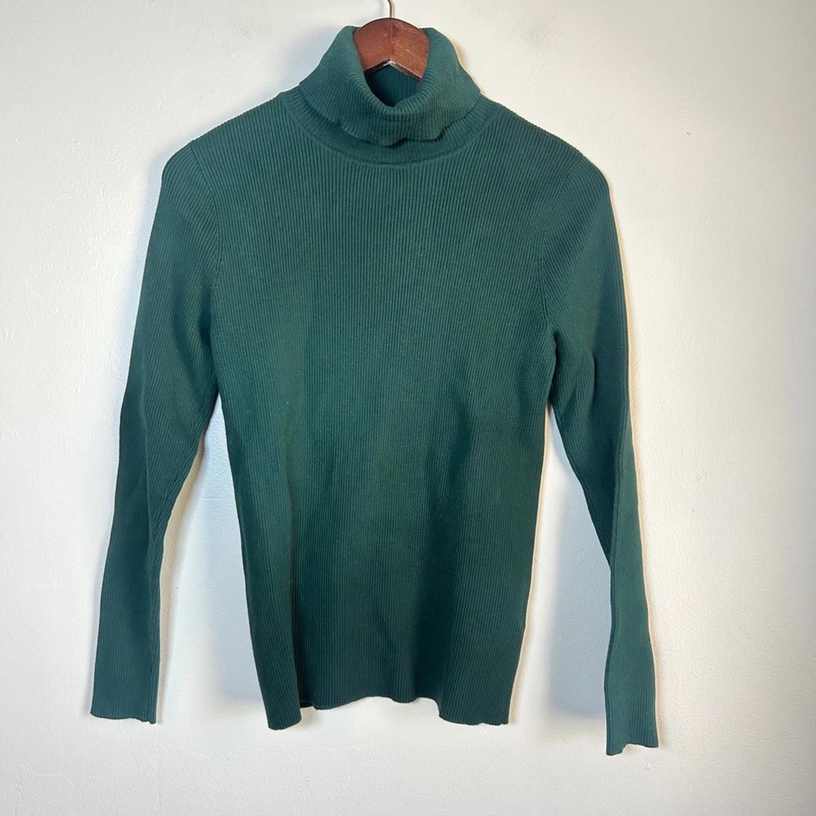 Lauren Ralph Lauren Lauren Ralph Lauren Turtleneck Sweater Large Green Ribbed Size L / US 10 / IT 46 - 1 Thumbnail