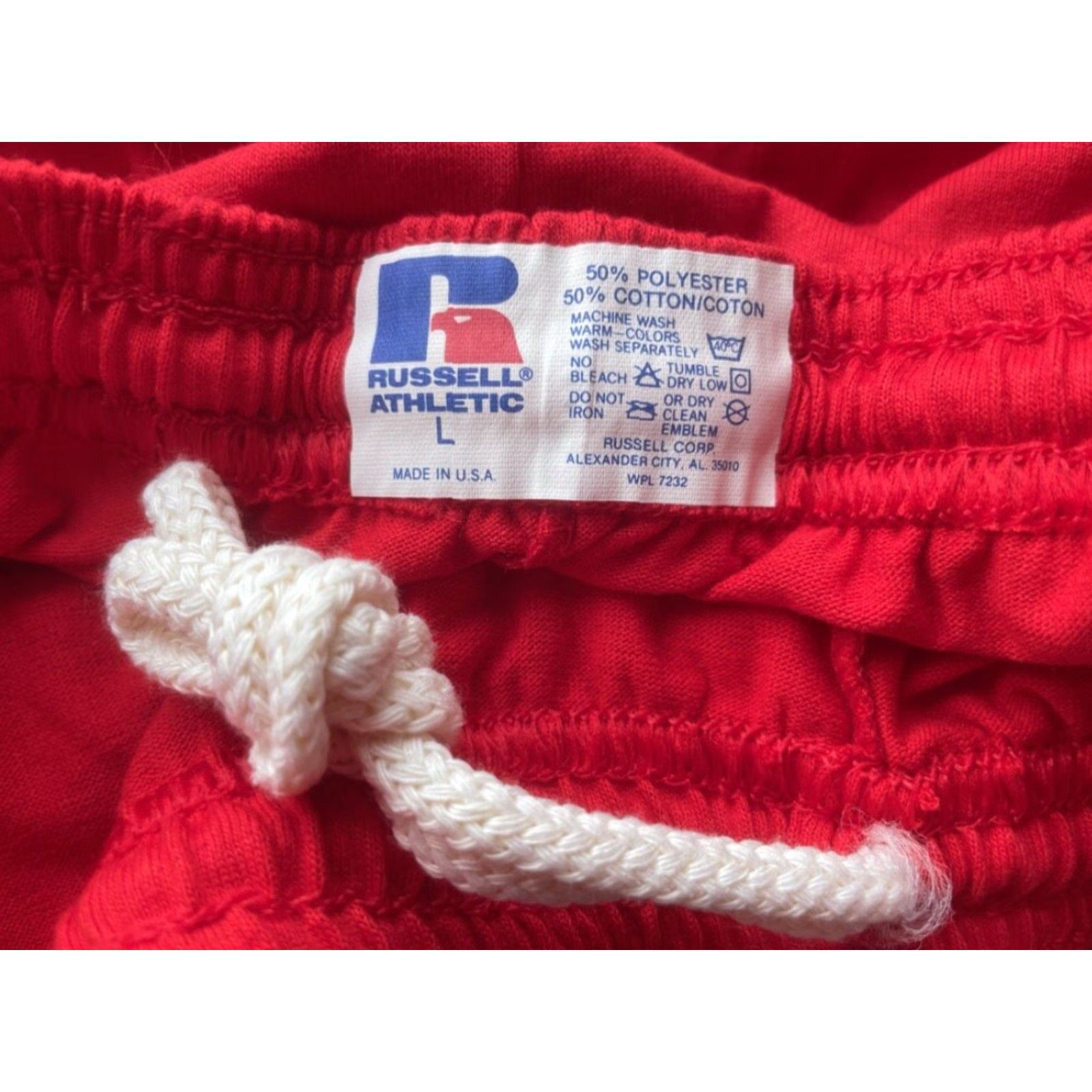 Russell Athletic VINTAGE Russell Athletic Mens Shorts Regular L Red 90s NOS Deadstock NWOT 3.5” inseam Drawstring Activewear Cotton Blend United States 1990s Size US 33 - 2 Thumbnail