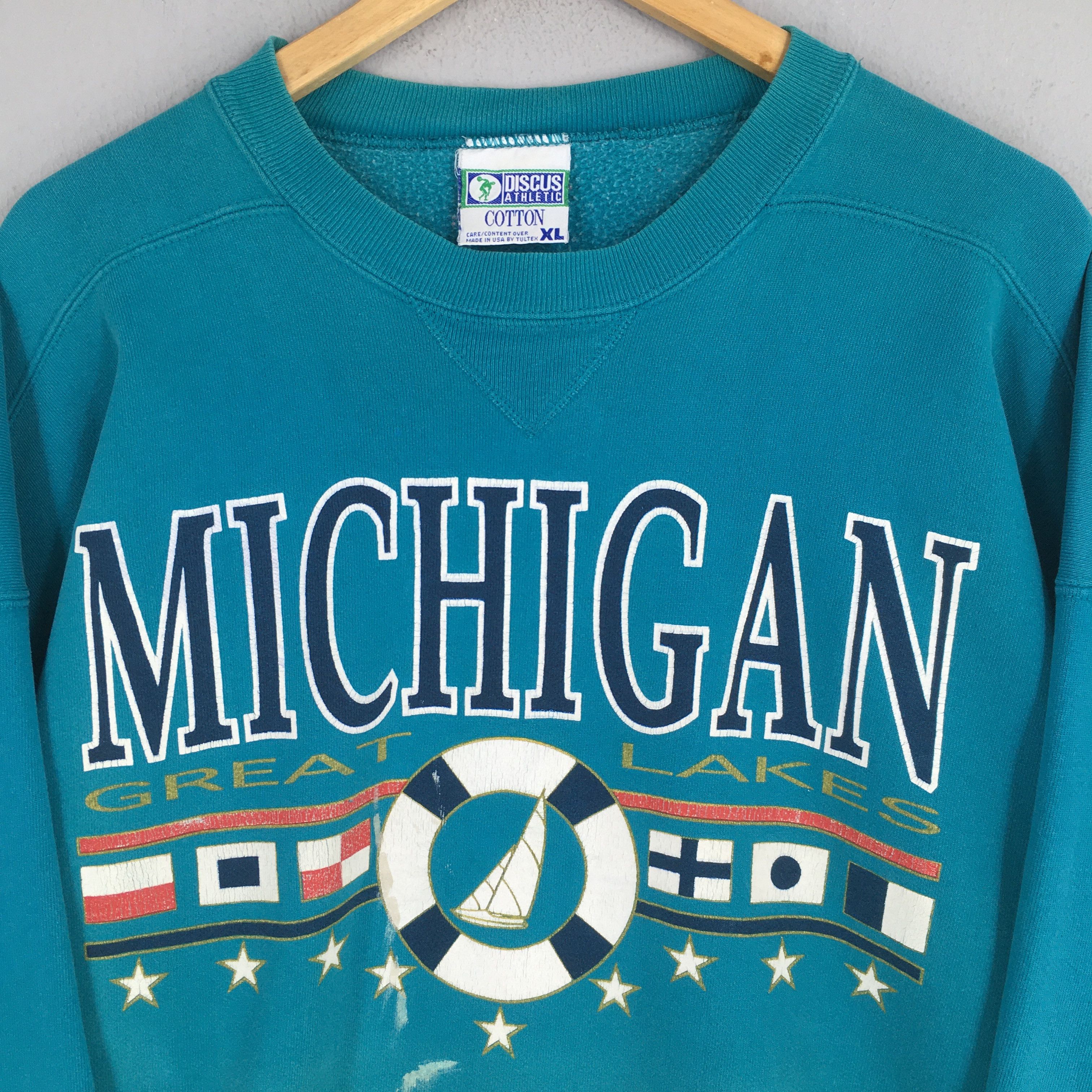 Other Vintage 90s Michigan Great Lakes Green Sweatshirt XLarge Size US XL / EU 56 / 4 - 2 Thumbnail