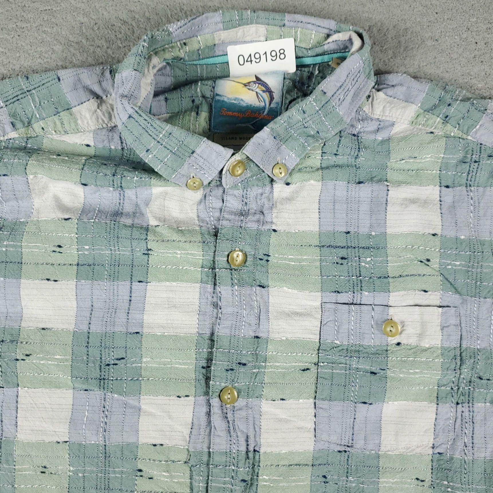 Tommy Bahama Tommy Bahama Shirt Mens Large Green Blue Plaid Cotton Silk Button Short Sleeve Casual Luxury Size US L / EU 52-54 / 3 - 2 Thumbnail