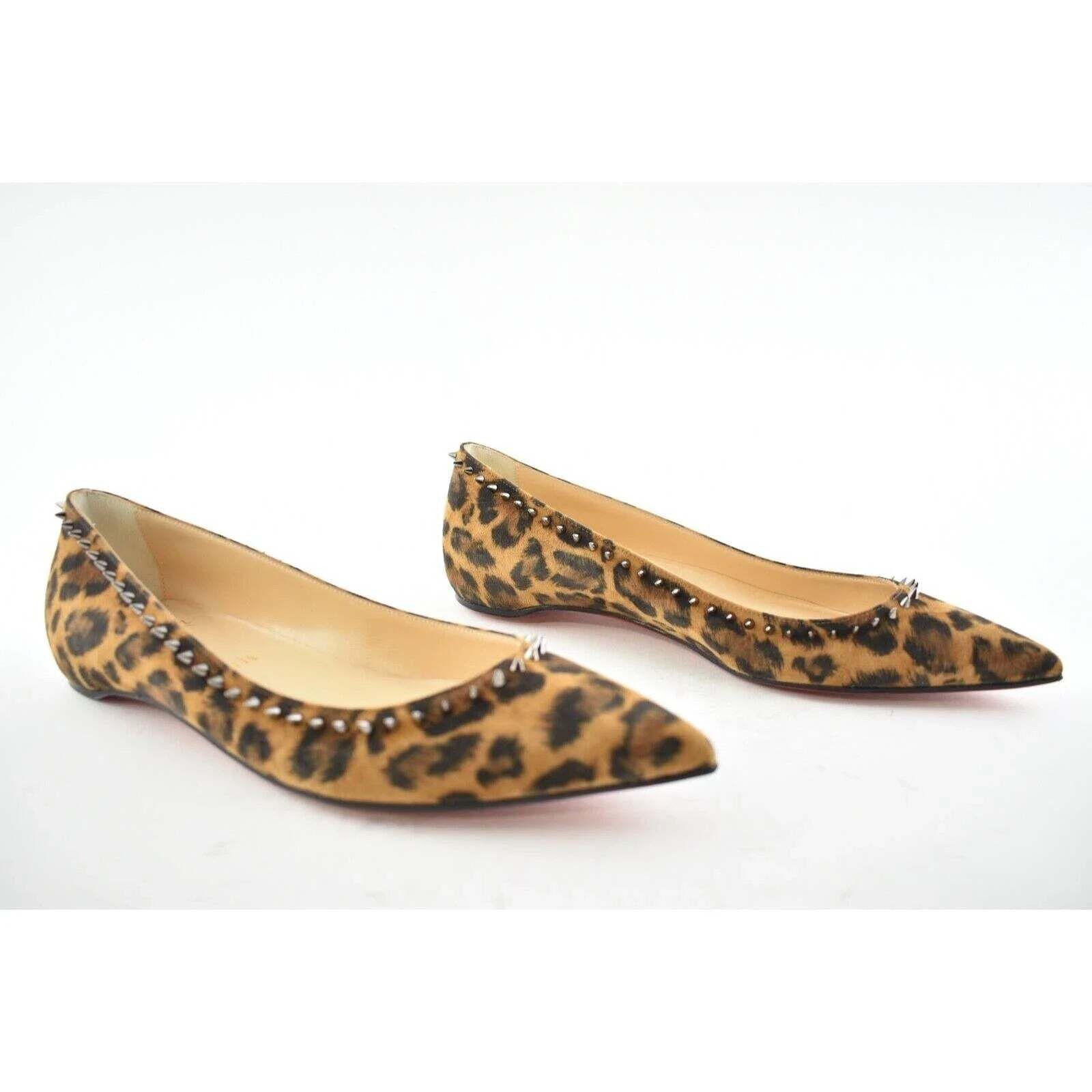 Christian Louboutin Christian Louboutin Anjalina Flat Leopard Black Brown Spike Size US 8 / IT 38 - 4 Thumbnail