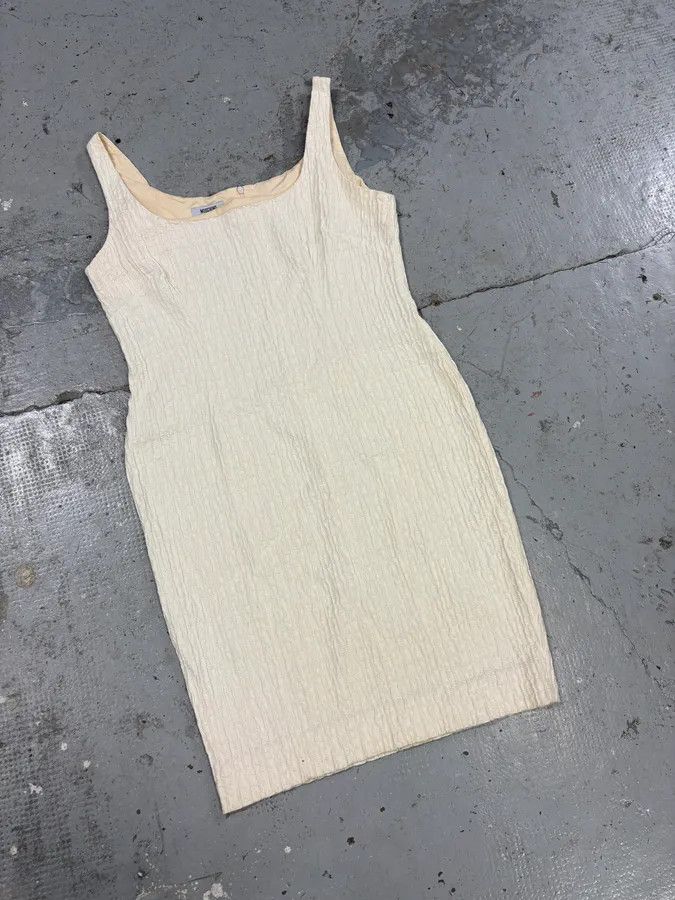 Moschino × Vintage 2000s Moschino Cream Beige Pleats Dress Size M / US 6-8 / IT 42-44 - 2 Thumbnail