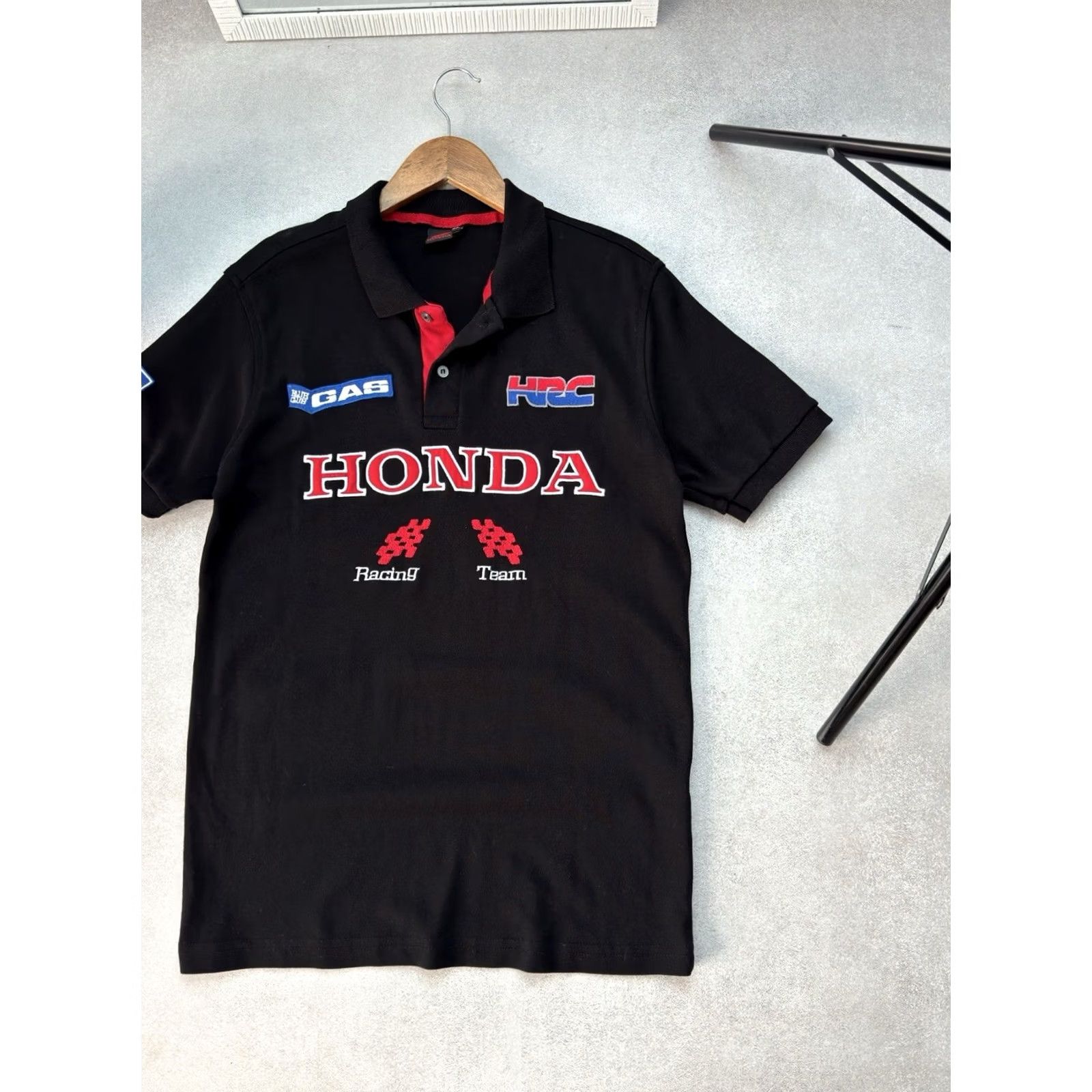 Honda VINTAGE Honda Racing Polo T-Shirt Short Sleeve Mens Size L Black Cotton Polo Shirt Racing Nascar 90s Honda Vintage Polos Polos Black Mens L Size US L / EU 52-54 / 3 - 3 Thumbnail