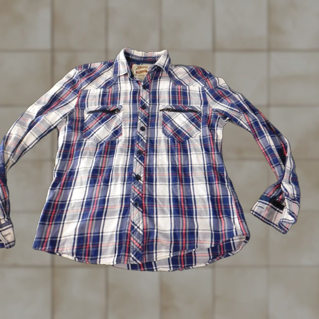 JNCO VINTAGE JNCO Shirt Mens M blue plaid long sleeve button-up collared 90s casual Size US M / EU 48-50 / 2 - 1 Thumbnail