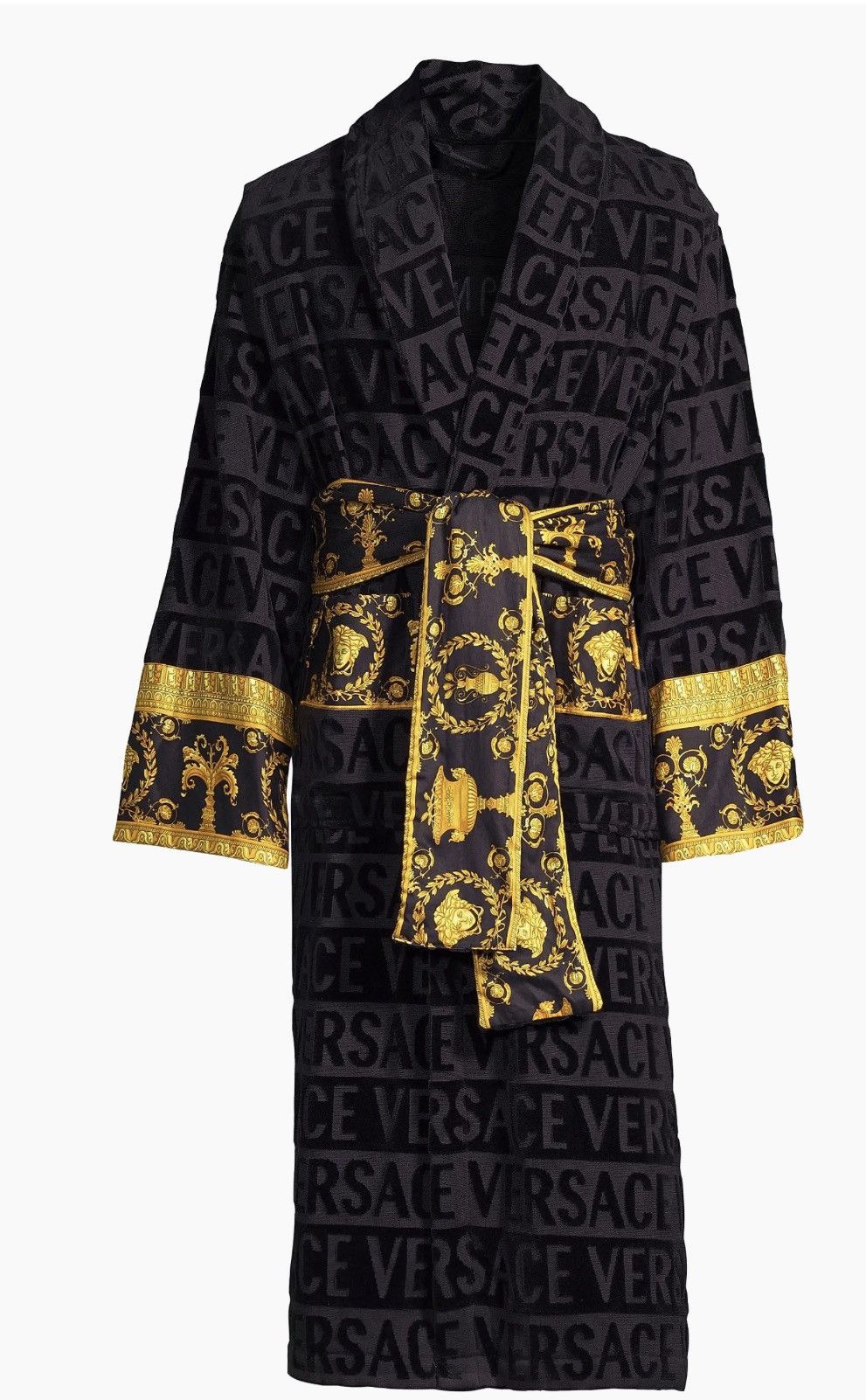 Versace Versace black & yellow bathrobe Never used Authentic Size L / US 10 / IT 46 - 2 Thumbnail