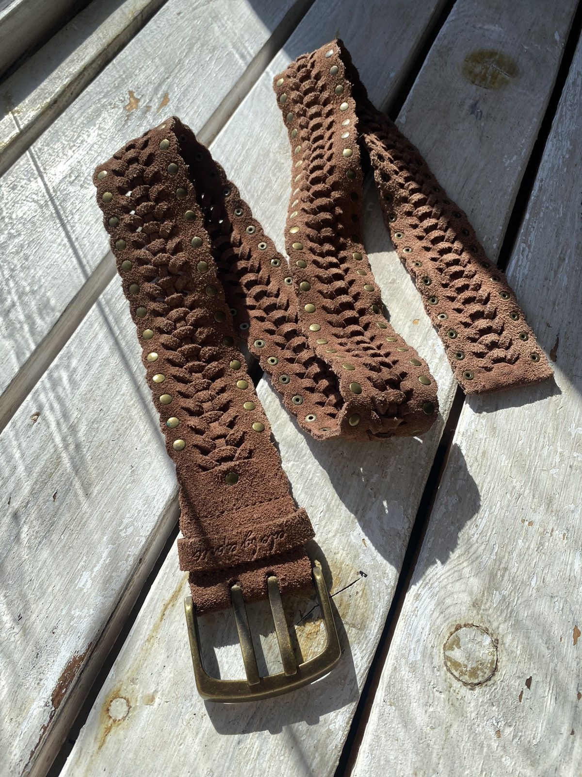 If Six Was Nine × Japanese Brand × Vintage Vintage Japanese Leather Punk Emo Rock Goth Y2K Drill belt Size ONE SIZE - 1 Thumbnail