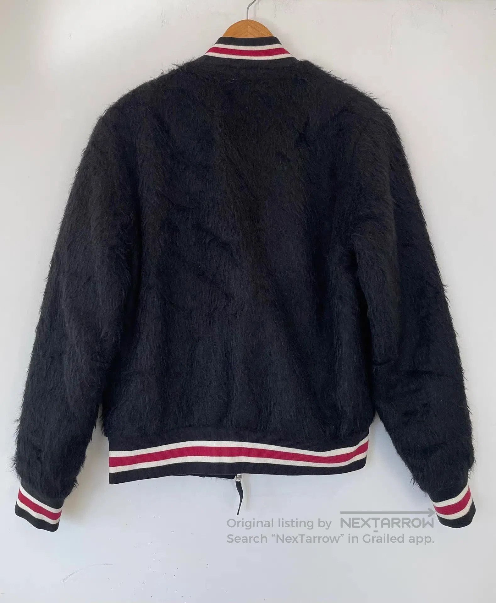 Moschino Black Fuzzy er Jacket with Striped Trim. Size US M / EU 48-50 / 2 - 7 Thumbnail