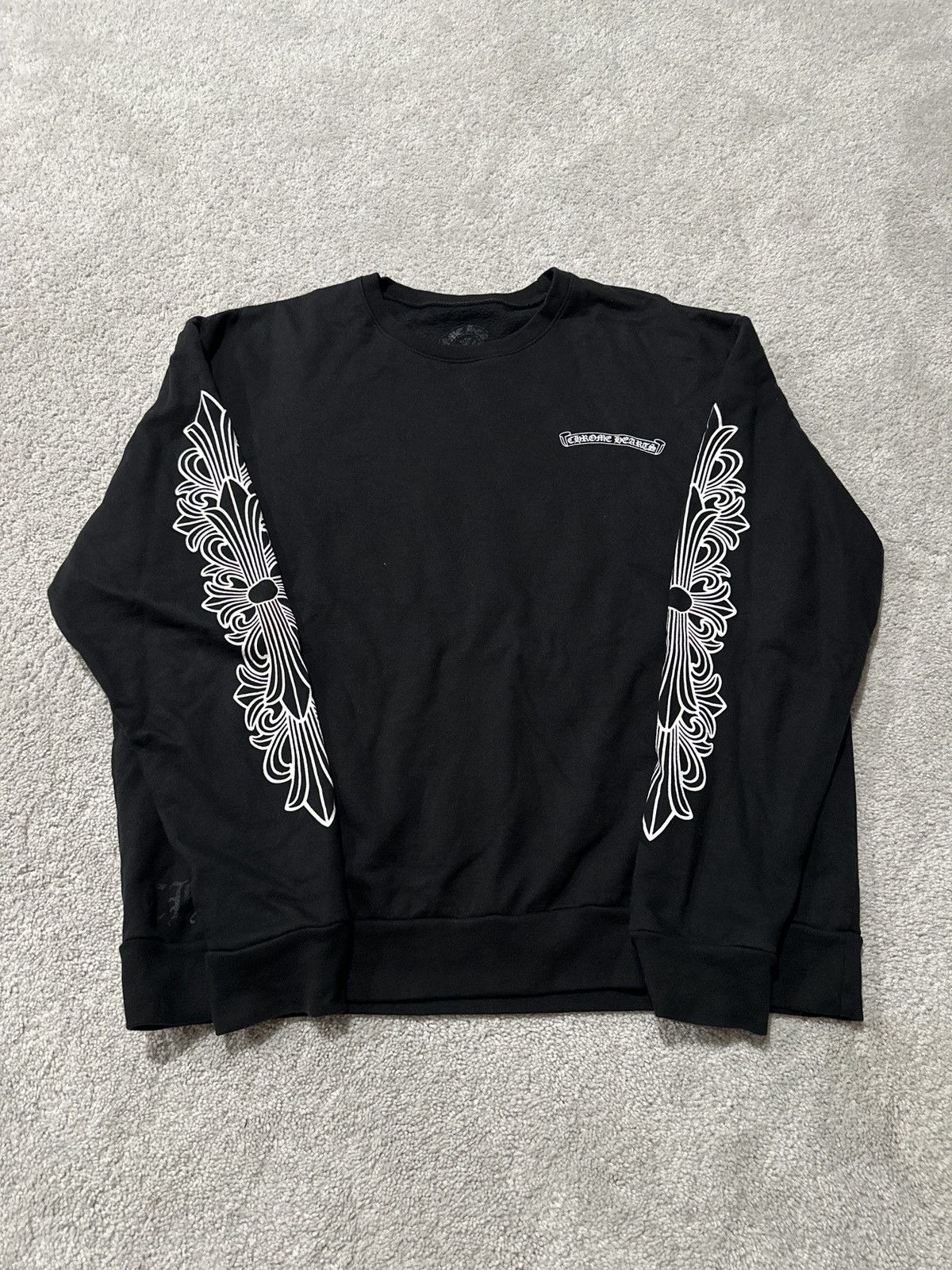 Chrome Hearts Pink Dagger Eye Chart Black Crewneck Sweater