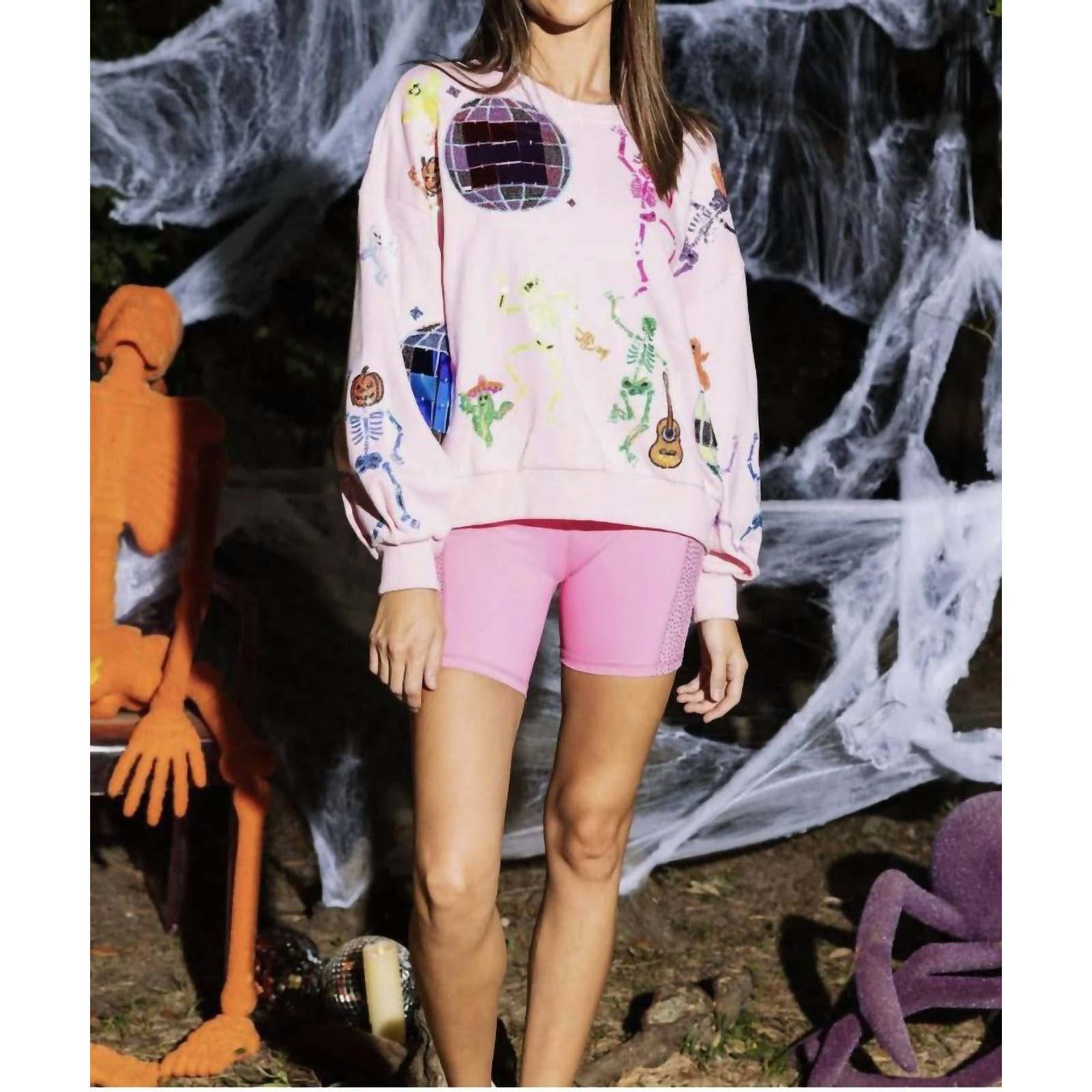 Designer QUEEN OF SPARKLES Disco Skeleton Sweatshirt In Pink Grailed