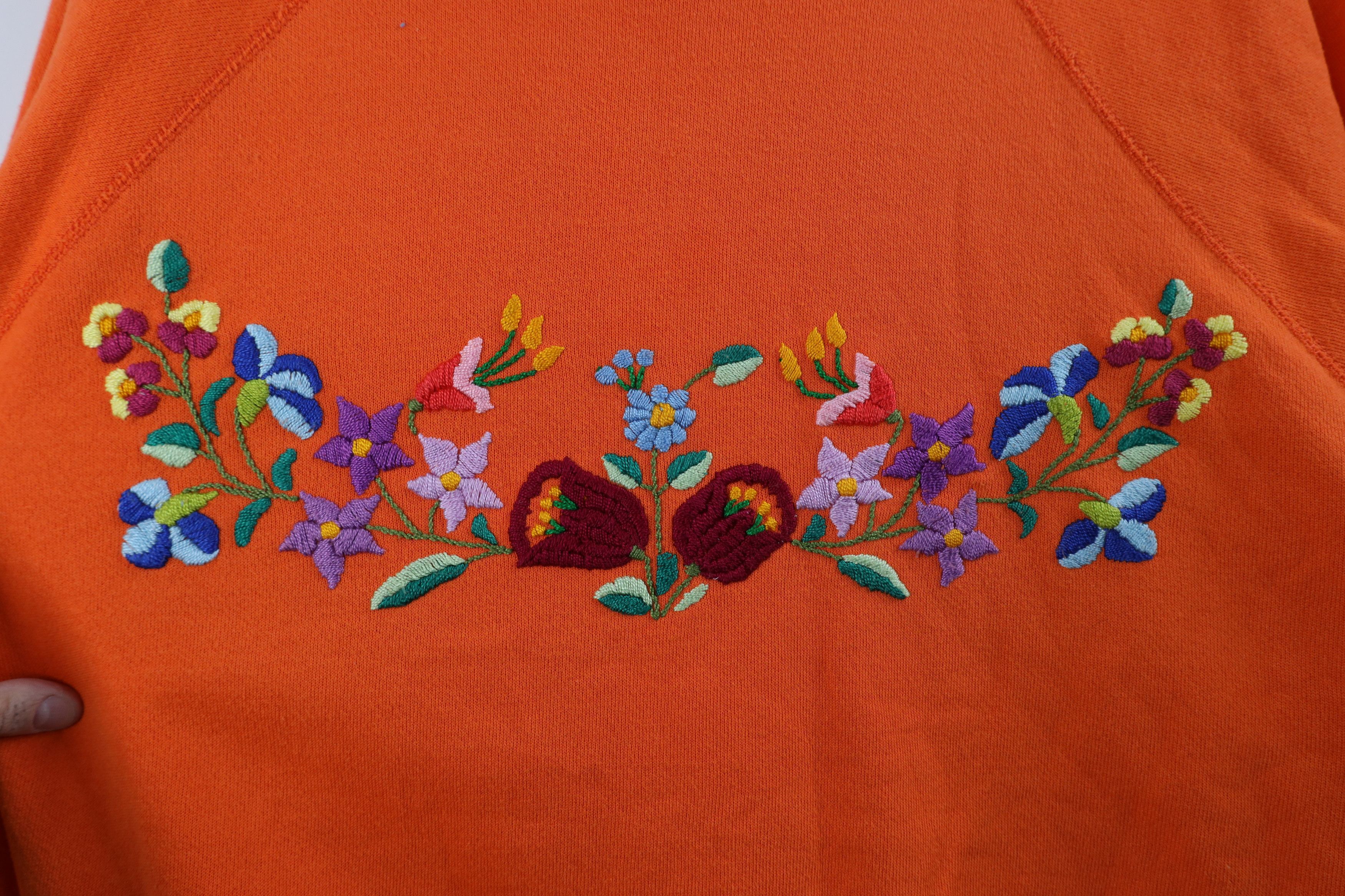 Vintage Vintage 80s 90s Streetwear Embroidered Flower Sweatshirt USA Size XL / US 12-14 / IT 48-50 - 4 Thumbnail