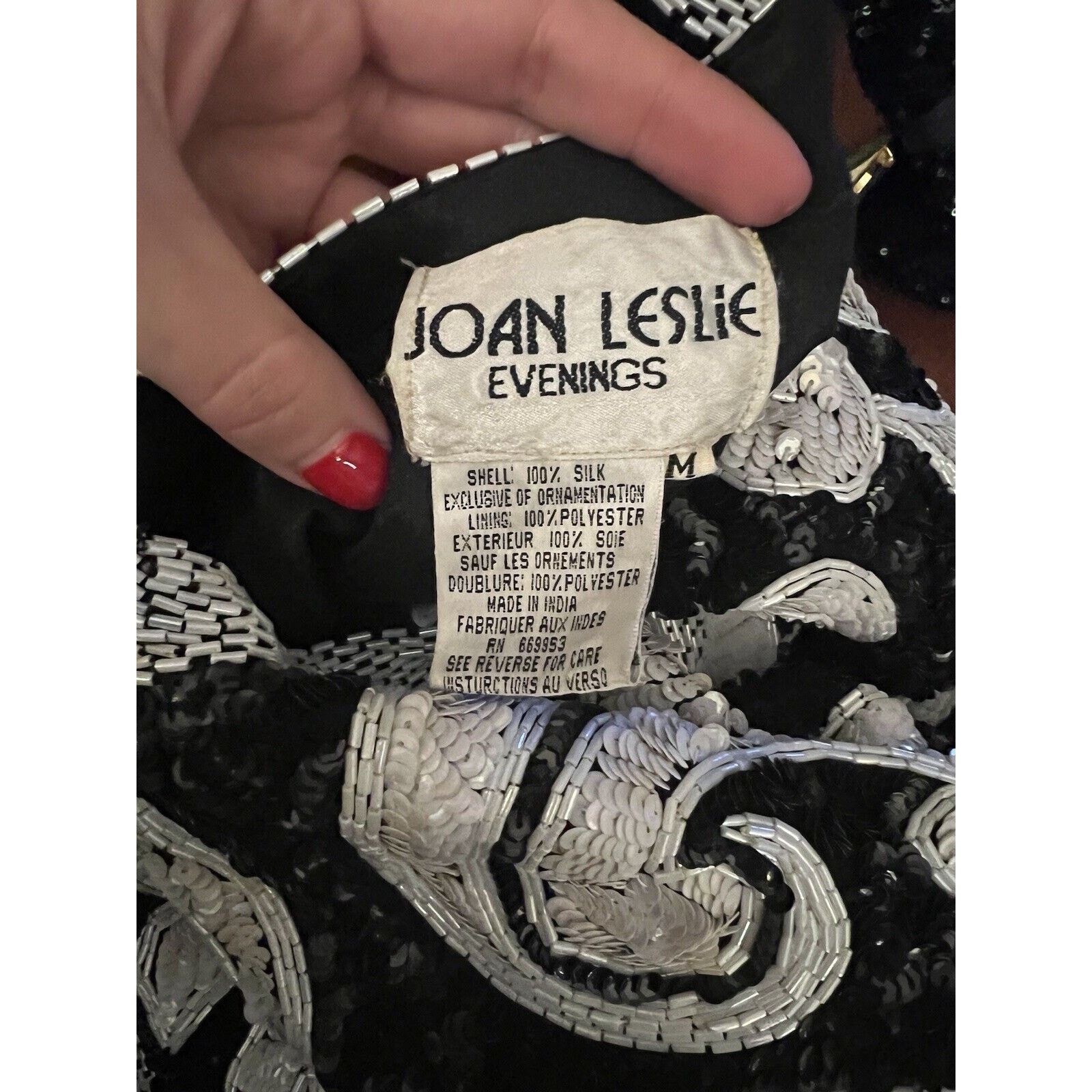 Vintage VTG Joan Leslie Evenings Sequin Beaded Jacket Black White M Size M / US 6-8 / IT 42-44 - 3 Thumbnail