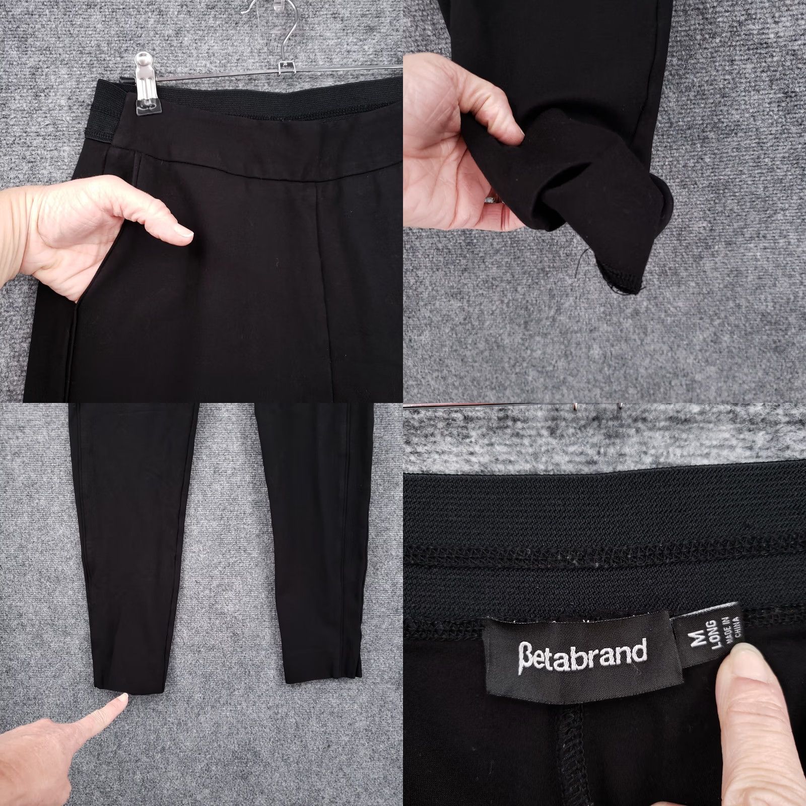 Vintage Betabrand Pants Women Medium Long Black Yoga Ankle Stretch Elastic Waist Pull On Size 32" / US 10 / IT 46 - 8 Thumbnail