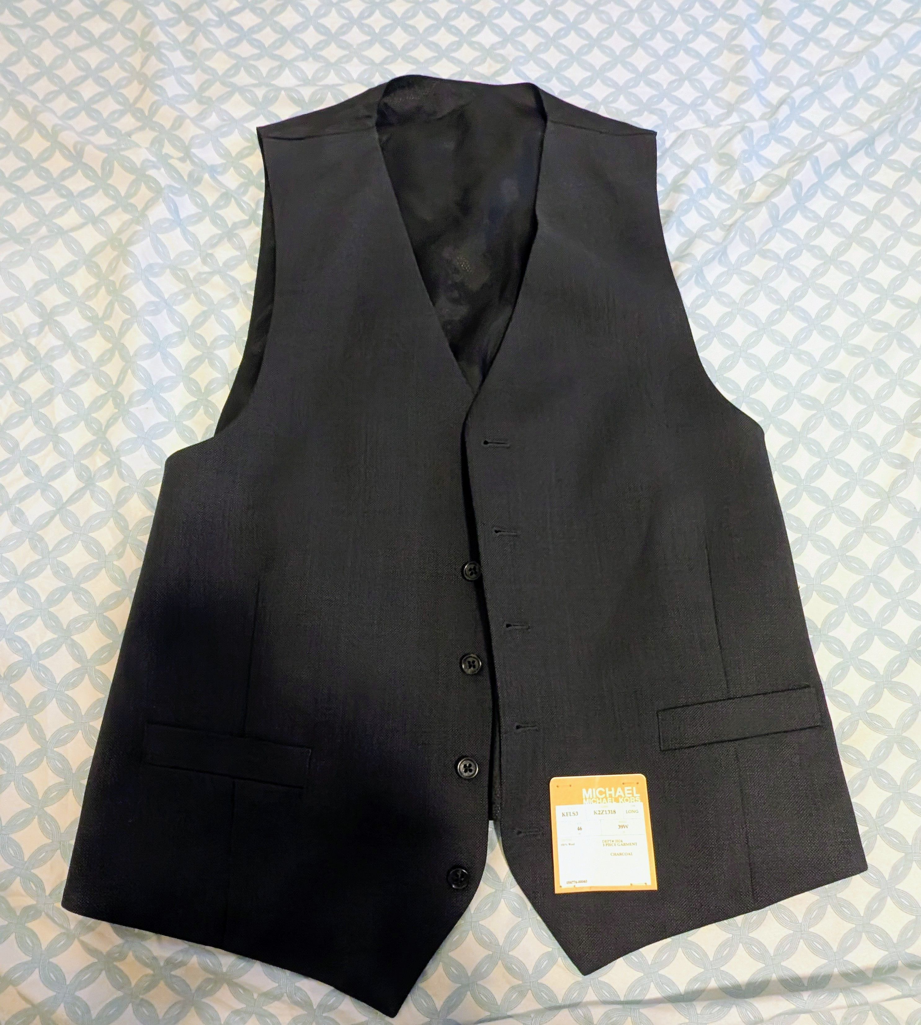 Michael Kors New Michael Kors 3 Piece 100% Wool Suit Charcoal Size 46L Size 46L - 11 Thumbnail