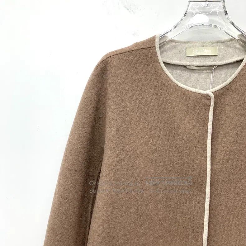 Other Max Mara Brown Wool Round Neck Long Sleeve Coat Jacket Size L / US 10 / IT 46 - 3 Thumbnail
