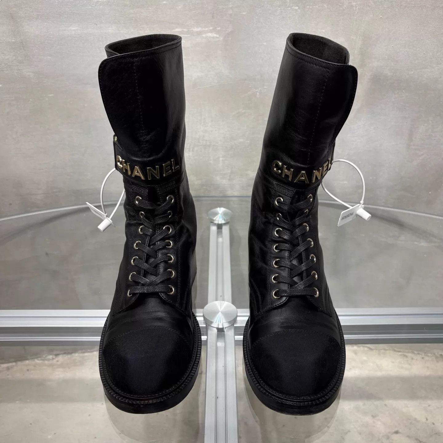 Chanel Chanel Belt Buckle Black & Gold Logo Knee-High Boots 38 Size US 7.5 / IT 37.5 - 1 Thumbnail