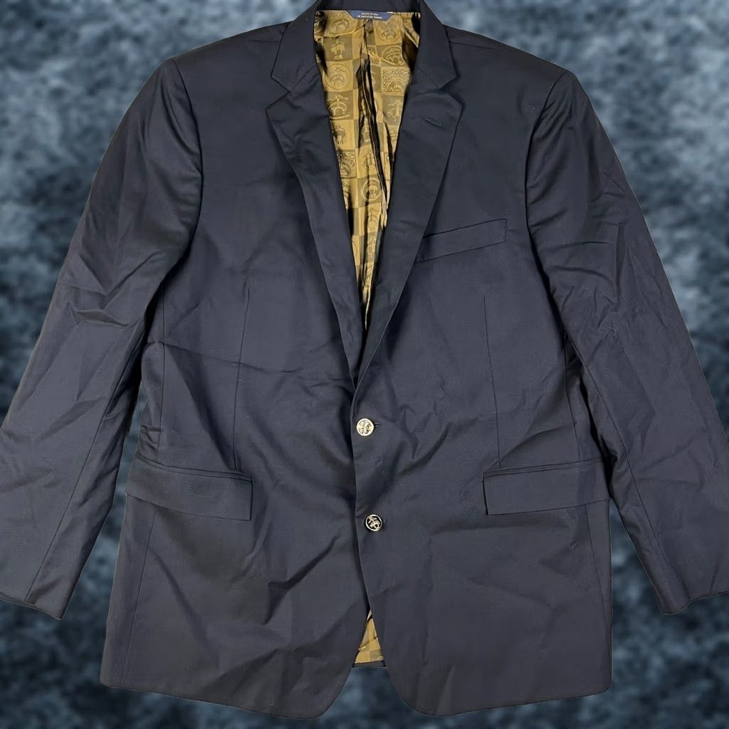 Brooks Brothers Brooks Brothers Regent Canonico Sport Coat Blazer Mens 40 Blue Gold Button Wool Size 40R - 1 Thumbnail