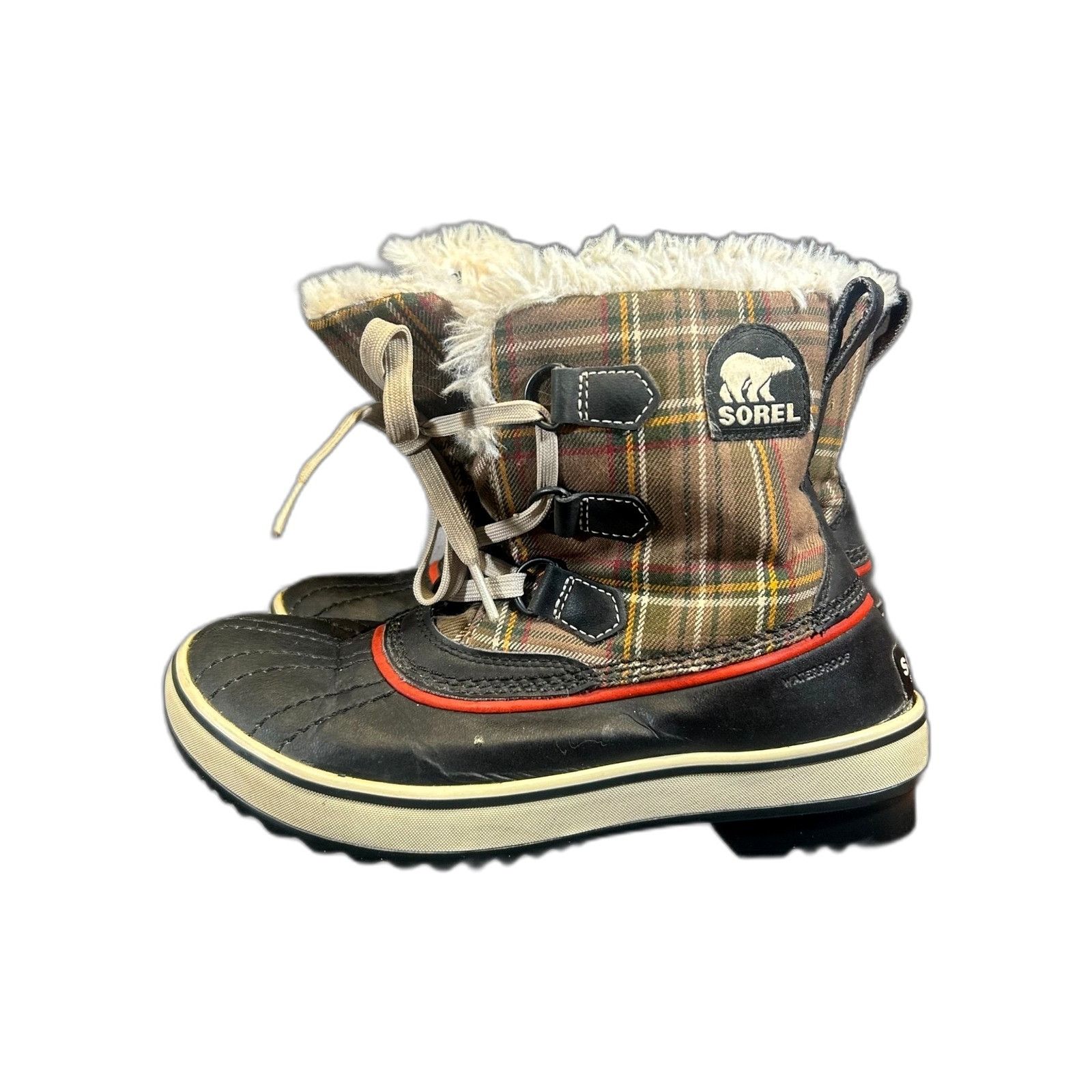 SOREL Sorel Women's 7 Snow Duck Boots Tartan Plaid Fur Lined Water Size US 7 / EU 40 - 4 Thumbnail