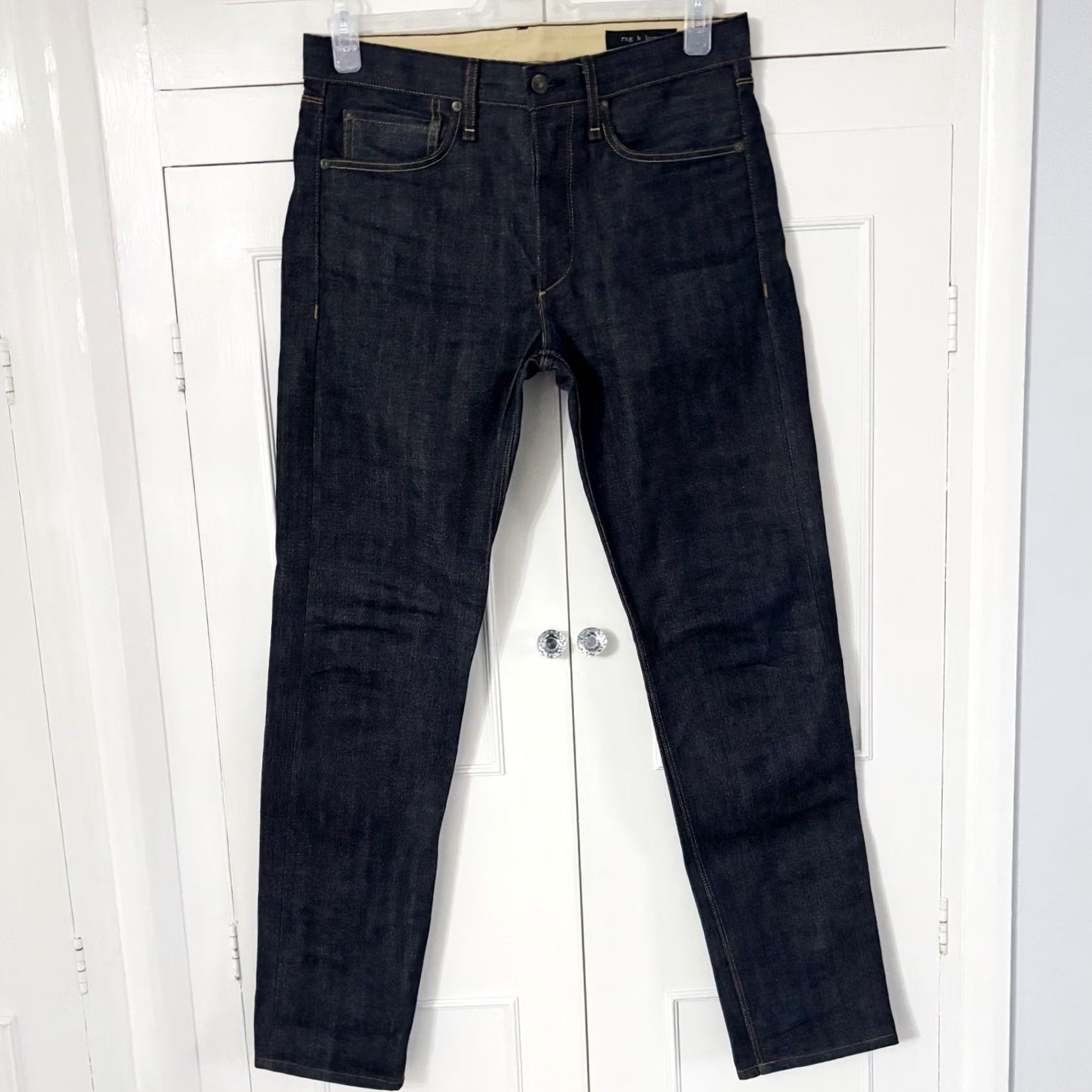 Rag & Bone Rag & Bone Jeans Darkwash Denim W31 L32 Button Fly Tapered Leg Mens Navy Used Size US 31 - 2 Thumbnail