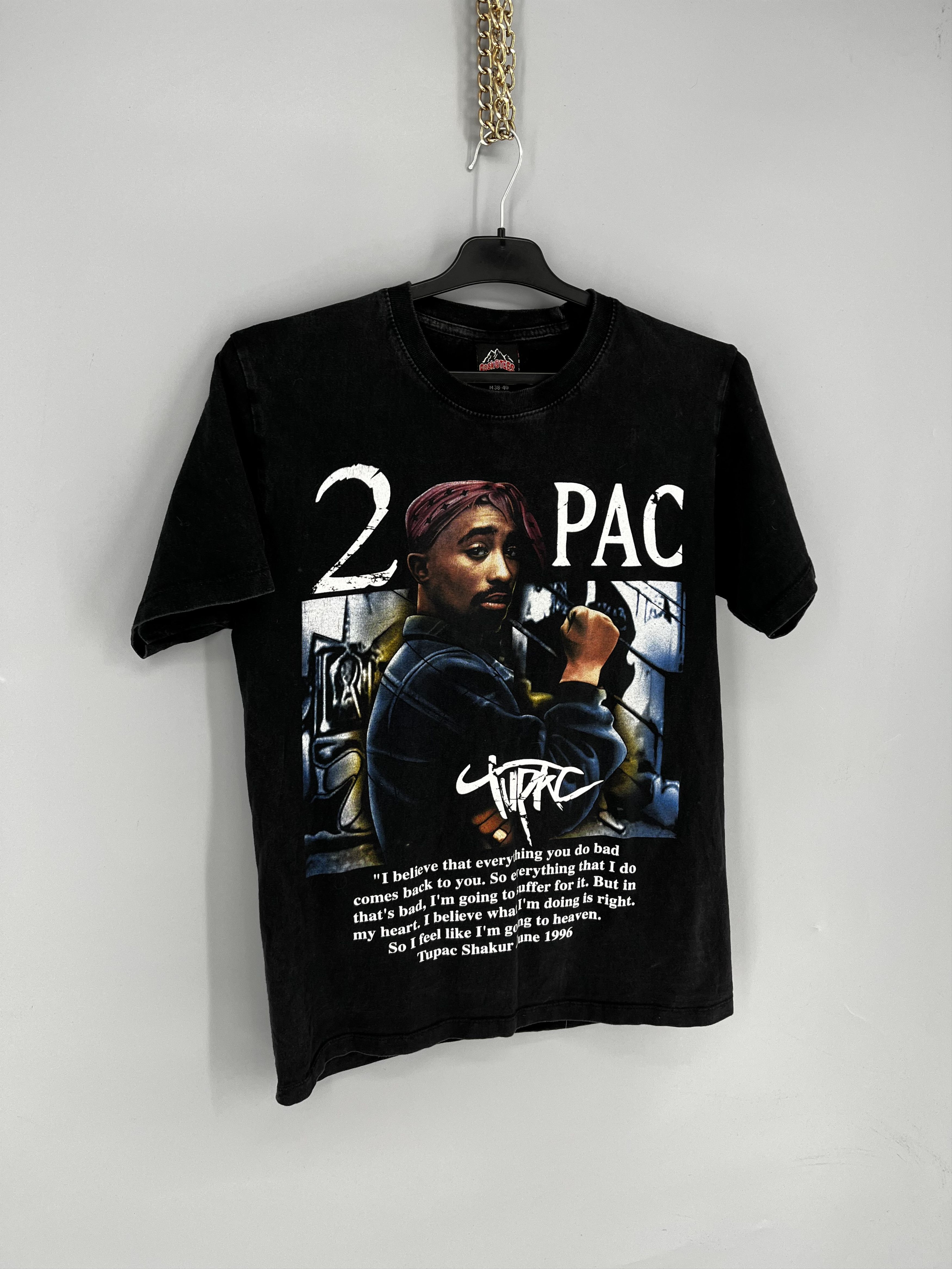 Band Tees Vintage 2Pac Tupac Shakur 1996 Men’s Black Double Sided Sz M Size US M / EU 48-50 / 2 - 2 Thumbnail