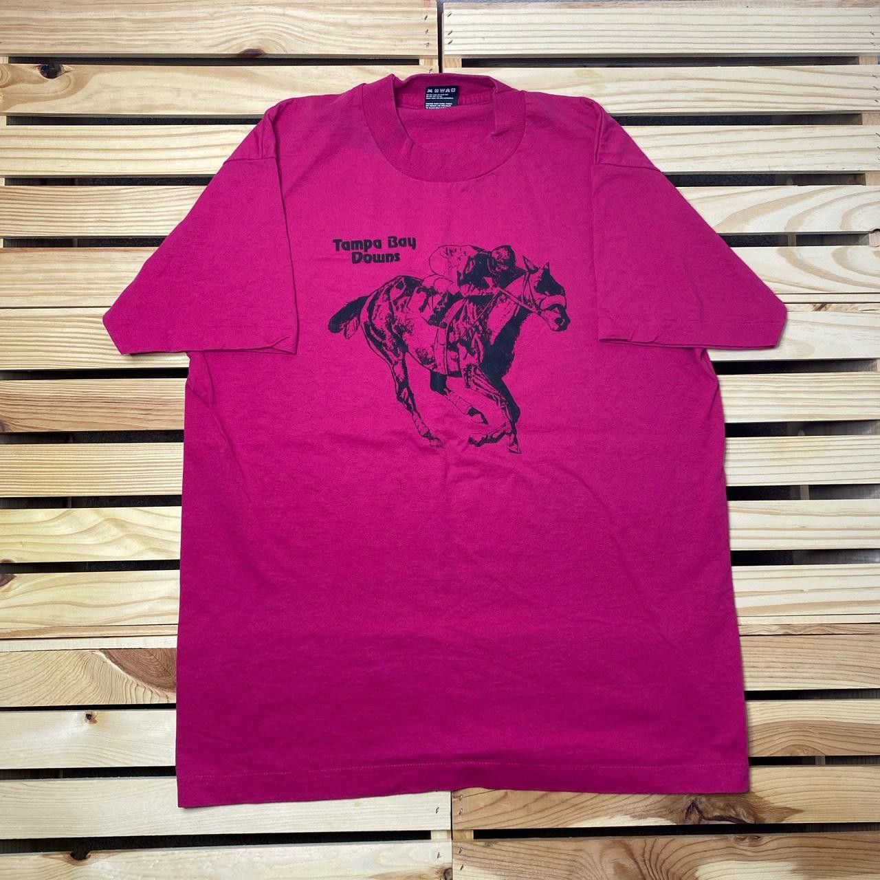 Fruit Of The Loom Vintage Tampa Bay Downs Pink Horse Racing Tee Size Large Size US L / EU 52-54 / 3 - 1 Thumbnail