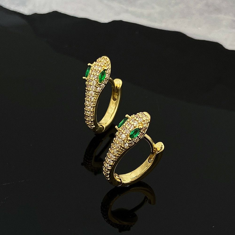 Jewelry Snake Hip-hop Earrings One Pairs Chrome Jewelry Size ONE SIZE - 3 Thumbnail