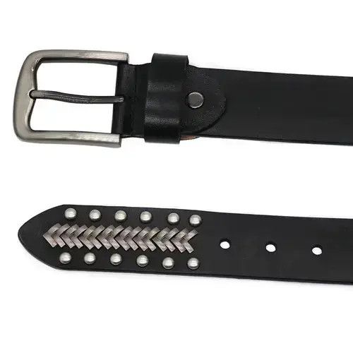 Leather Geometry Pattern Leather Belt Size ONE SIZE - 3 Thumbnail