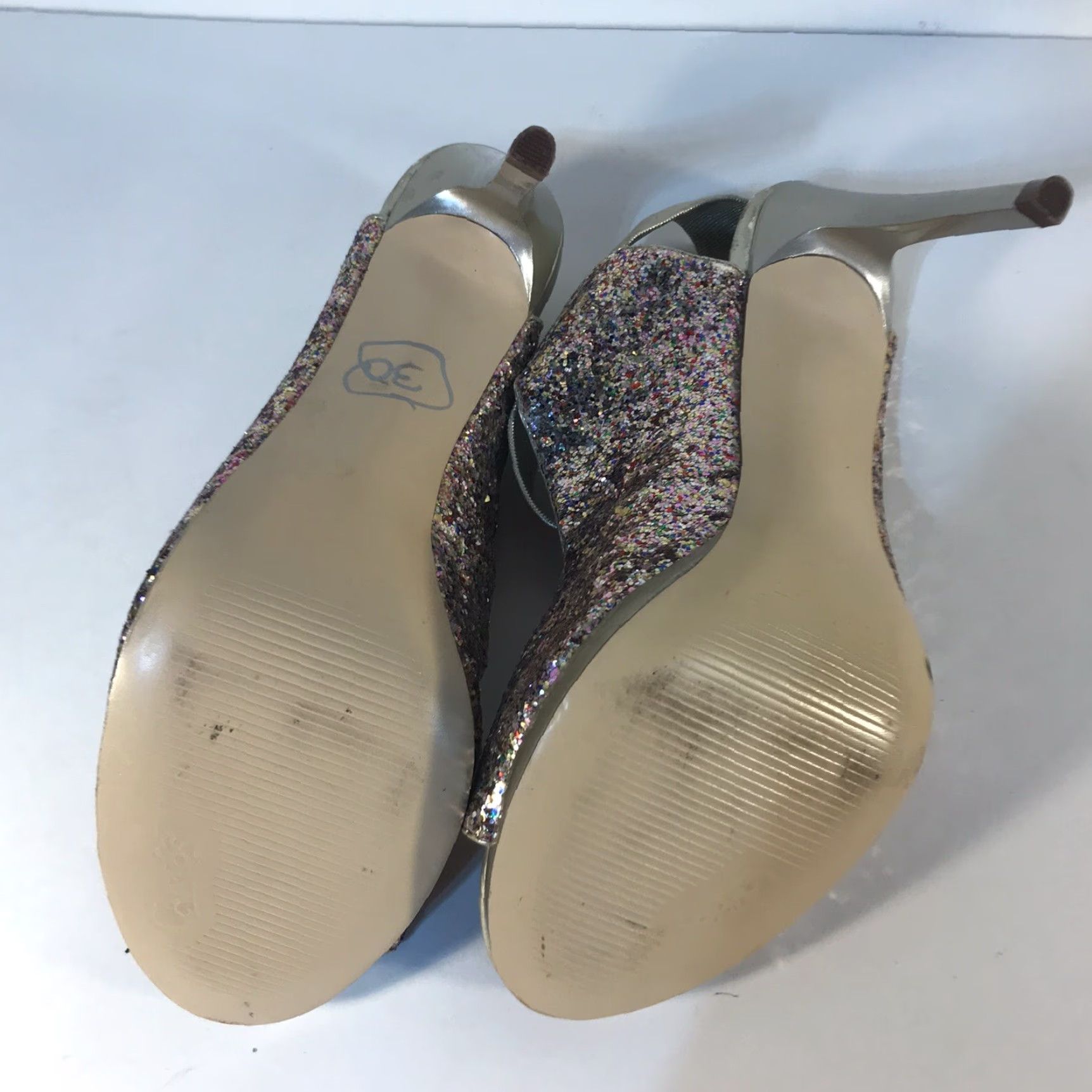Halo Carlos Santana Halo Glitter Peep Toe Slingback Heels Womens Size 9 Stiletto Multicolor Size US 9 / IT 39 - 8 Thumbnail