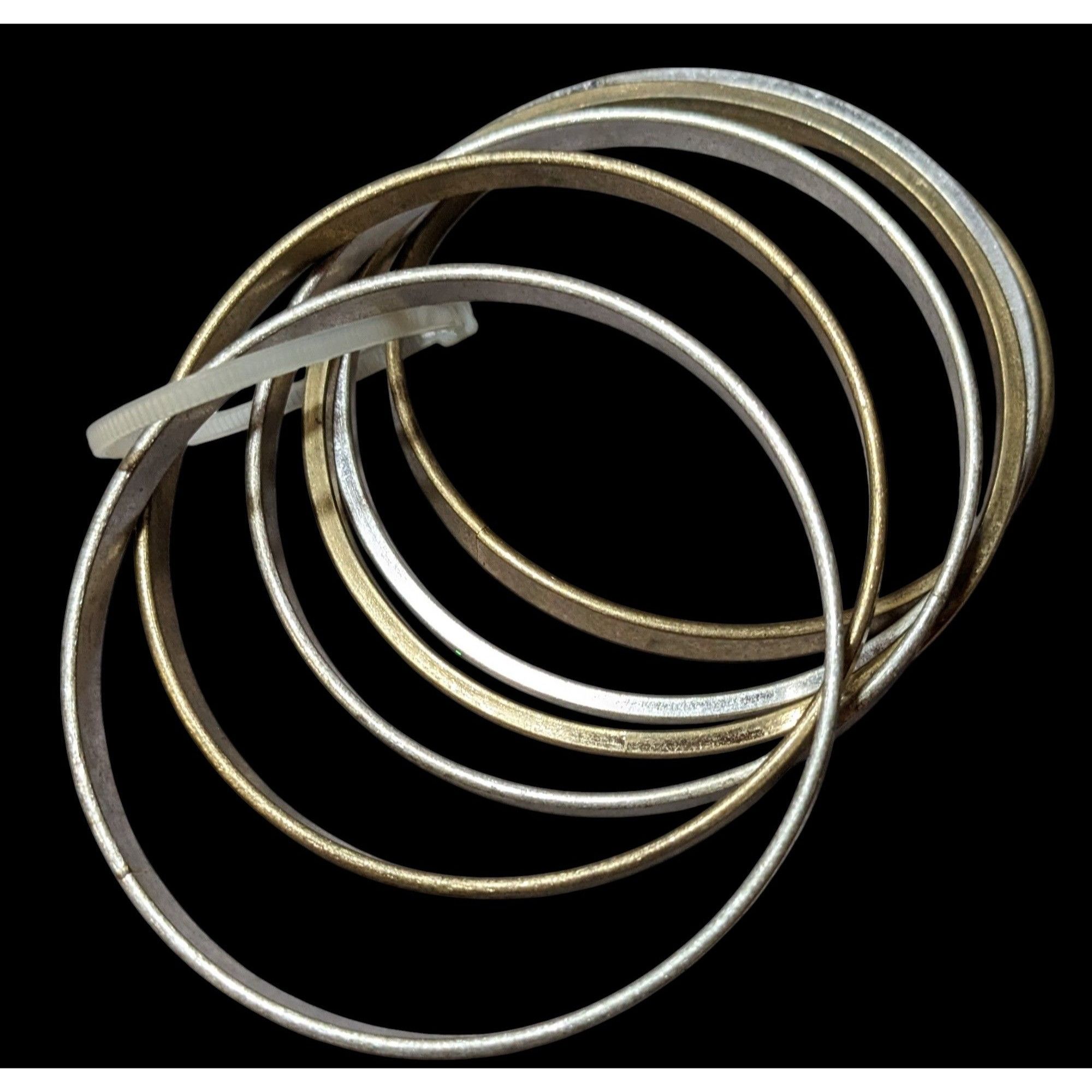 Other Silver And Gold Tone Metal Bangle Bracelet Set (6) Size ONE SIZE - 3 Thumbnail