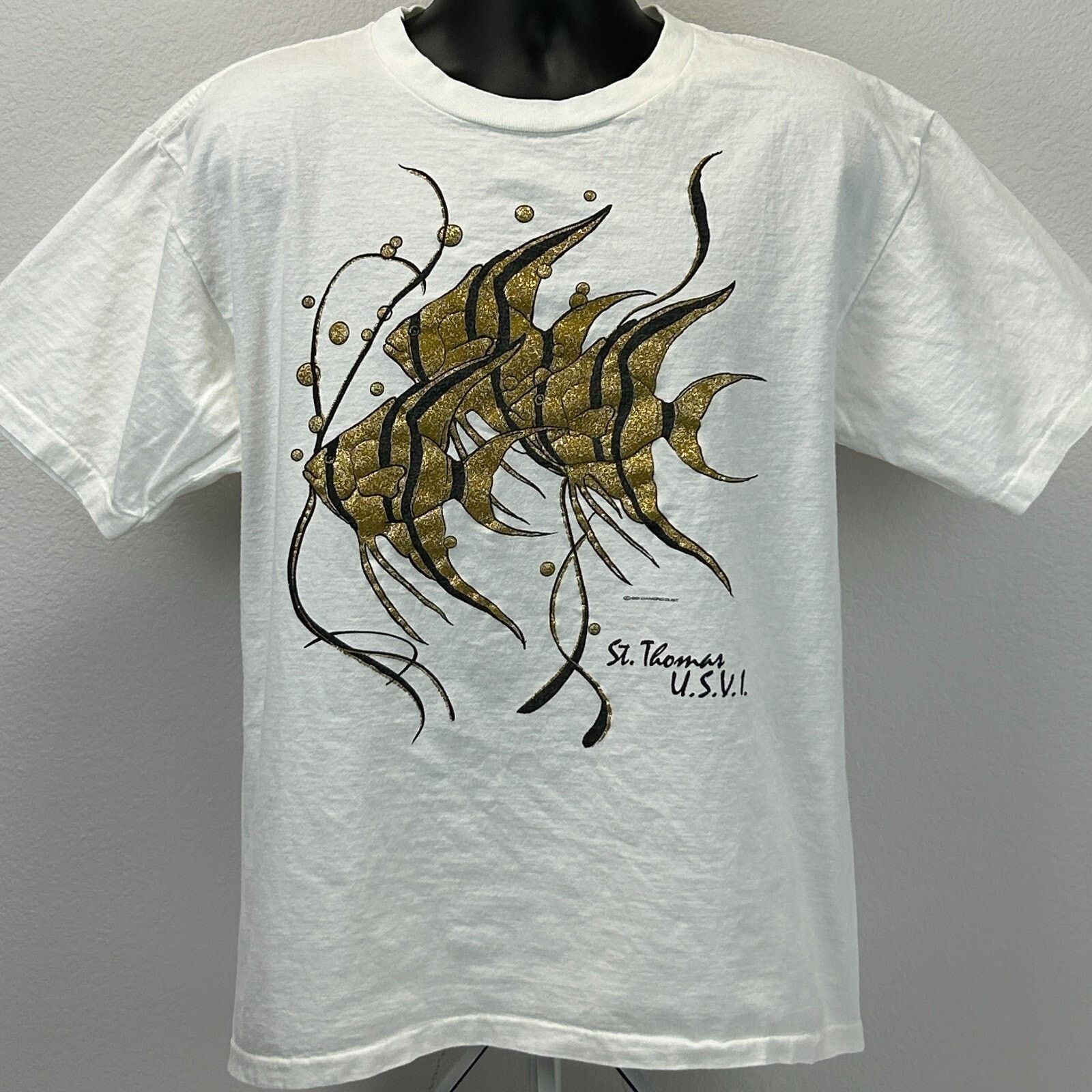 Vintage Vintage 90s St Thomas Fish T Shirt Mens L Large White Travel Size US L / EU 52-54 / 3 - 2 Thumbnail