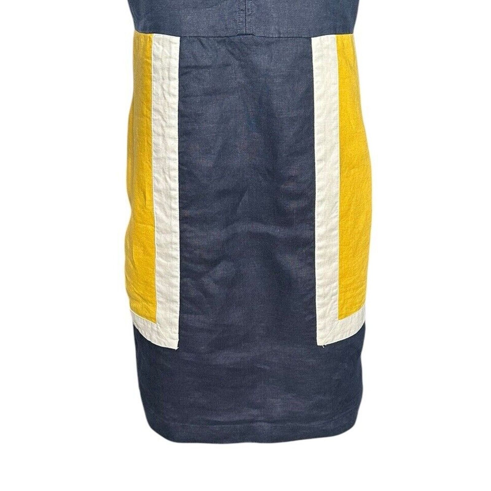 Boden Boden Blue Yellow Sleeveless Linen Summer Dress Pockets 2R Size XS / US 0-2 / IT 36-38 - 4 Thumbnail