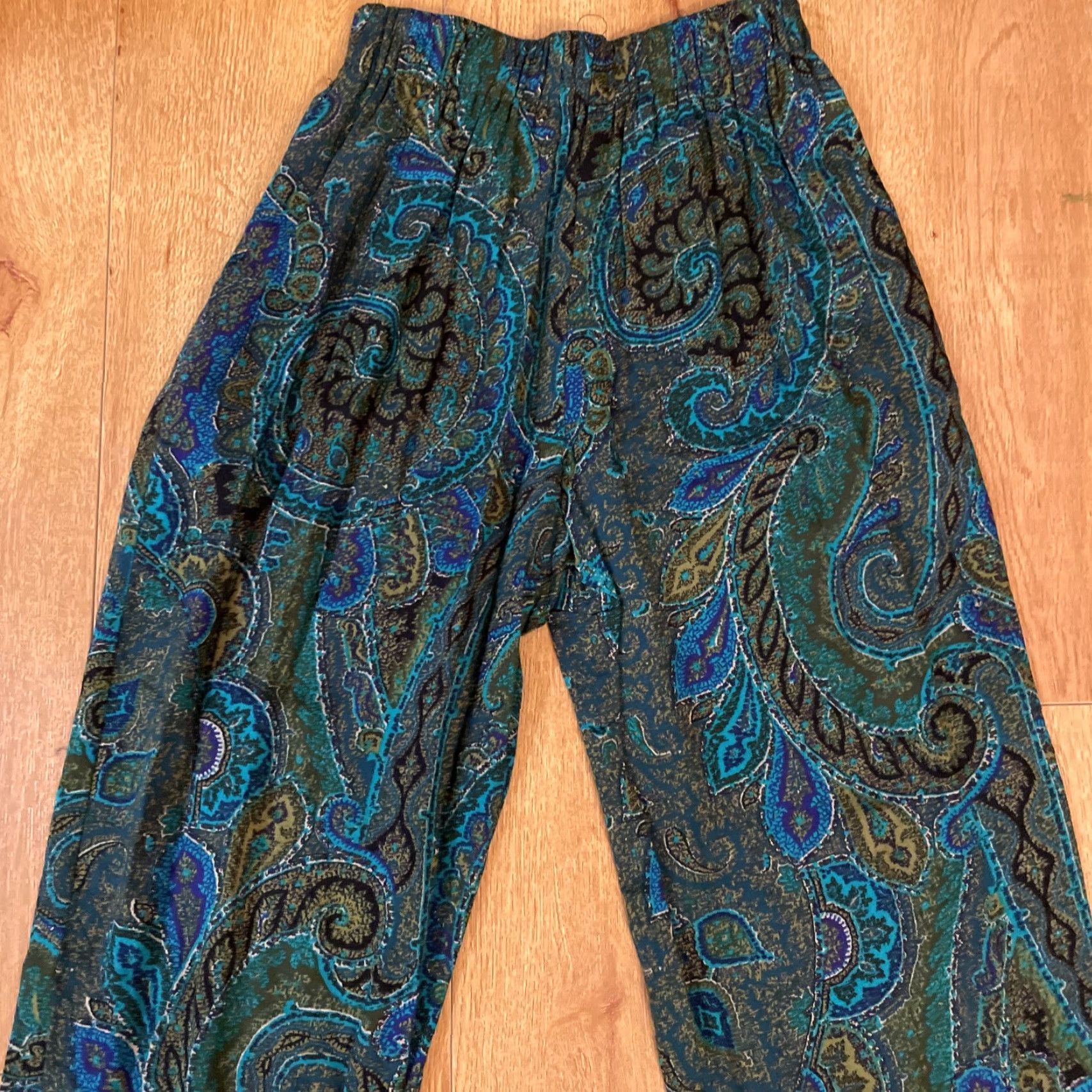 Vintage VINTAGE CAbi Carol Anderson Palazzo Pants Paisley Green Abstract Jewel Tapered USA Women Pants Size 32" / US 10 / IT 46 - 2 Thumbnail