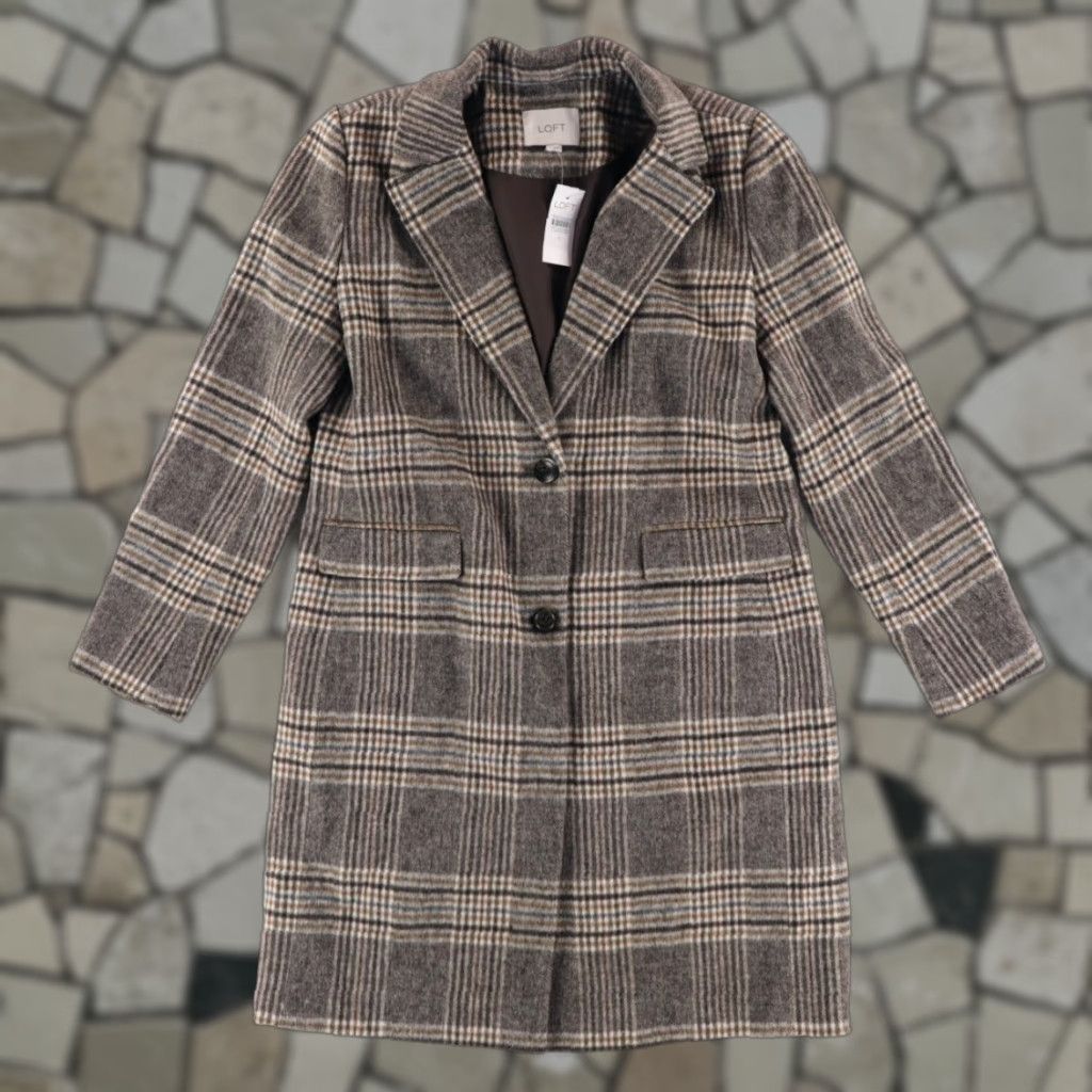 Loft Jacket Gray Women's S Plaid Wool Blend Long Coat Shirt - Men's/Women's?