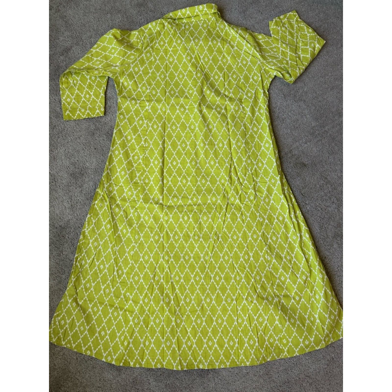 & Other Stories NWOT Vibrant Lime Green Diamond Print Button-Front Coord Set Size S / US 4 / IT 40 - 5 Thumbnail