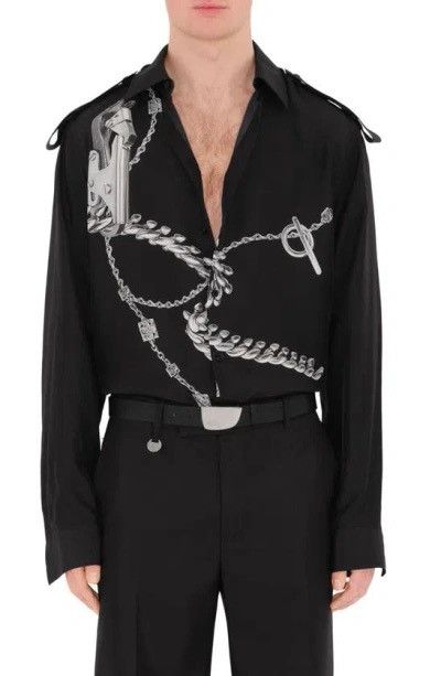Burberry Prorsum Knight Hardware-print Silk Shirt Size US XL / EU 56 / 4 - 1 Thumbnail