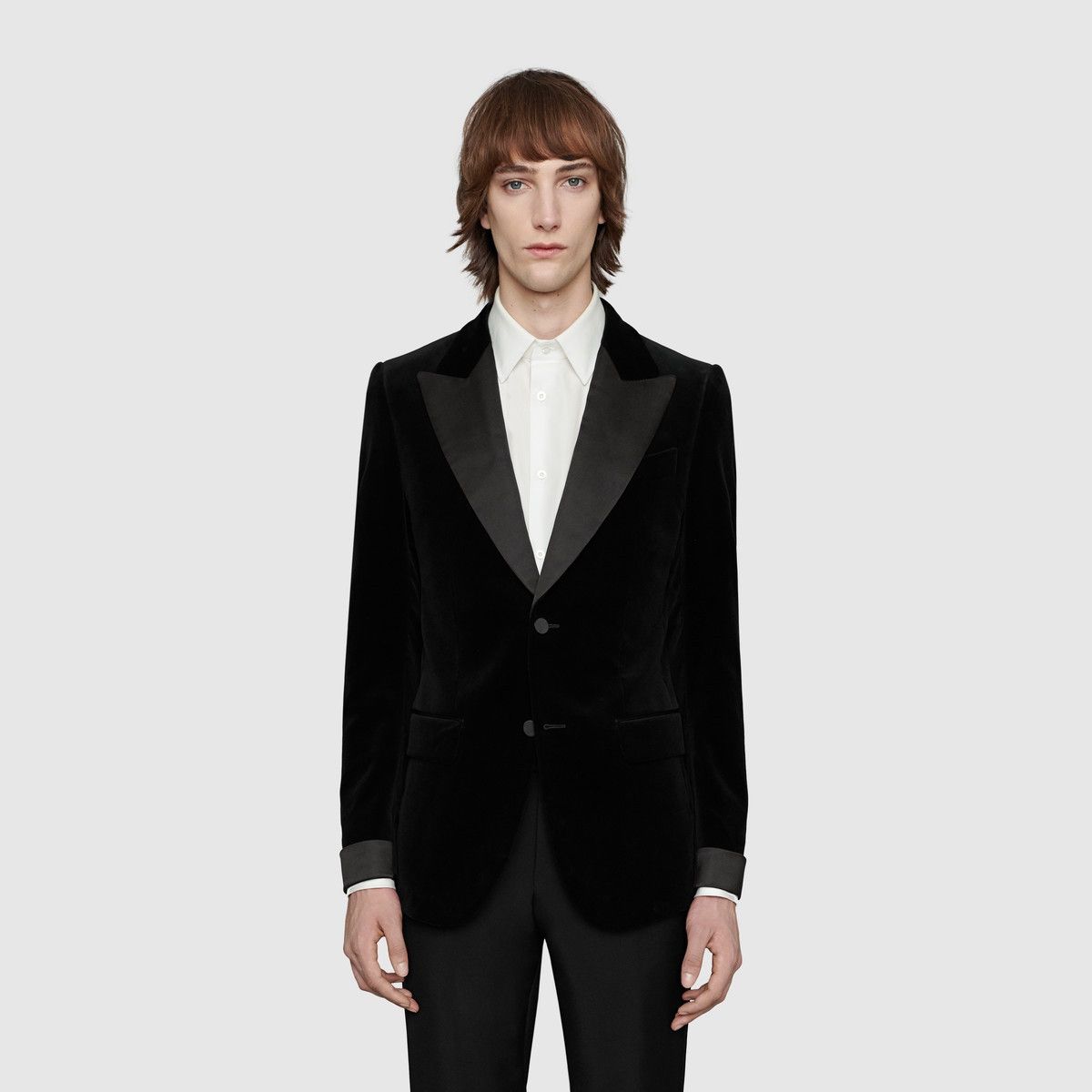 Gucci oc11z1025 Fitted Velvet Jacket in Black Size US S / EU 44-46 / 1 - 3 Thumbnail