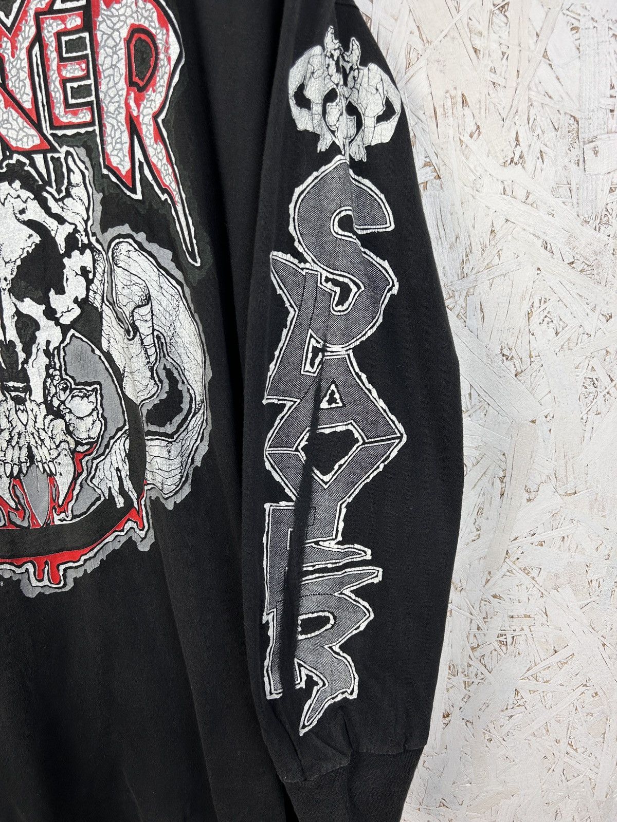 Band Tees 90s Vintage Slayer Goat Art Crazy Design Rare Long Sleeve Size US XL / EU 56 / 4 - 4 Thumbnail