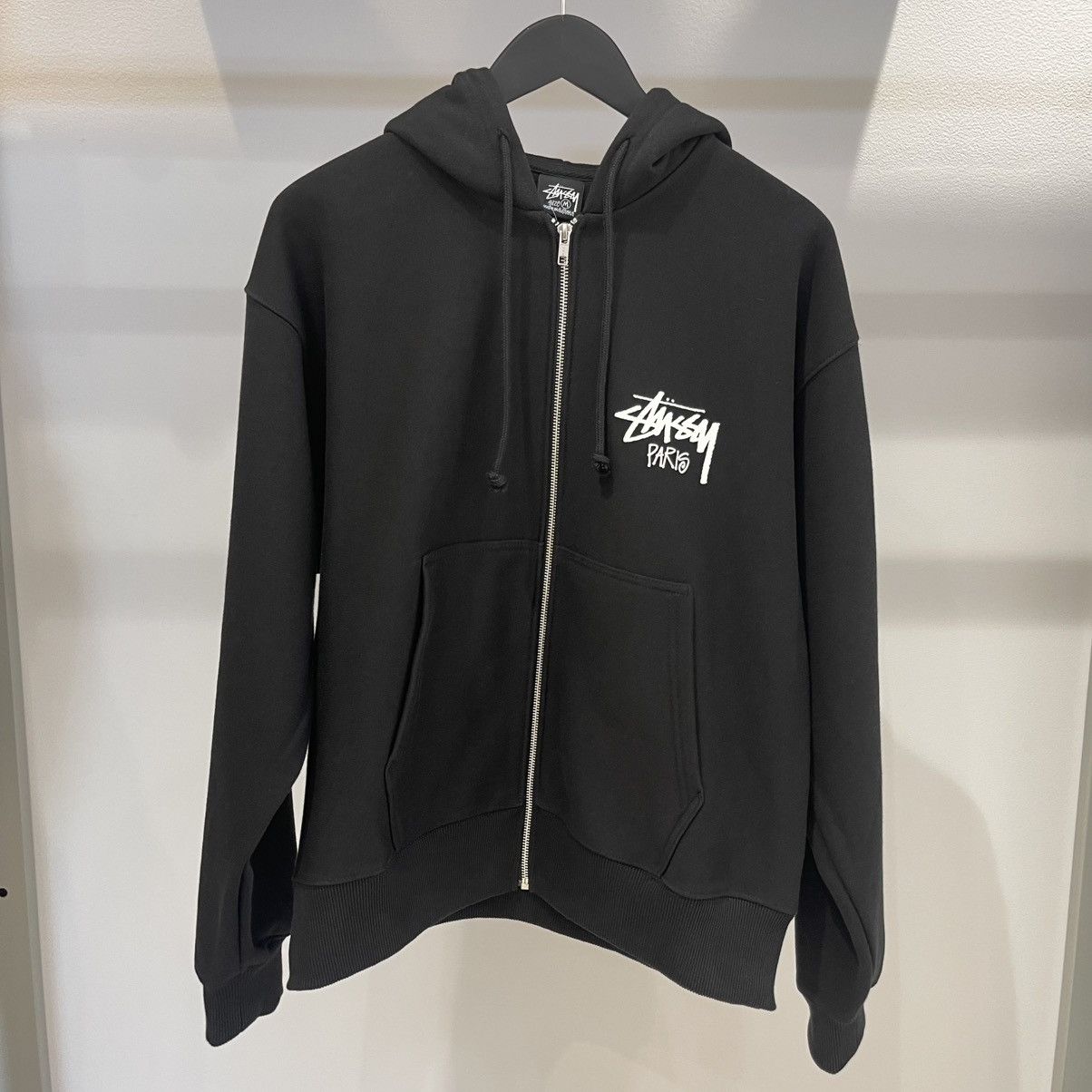 Stussy × Vintage Stussy Hoodie Black Zip Up Script | Grailed
