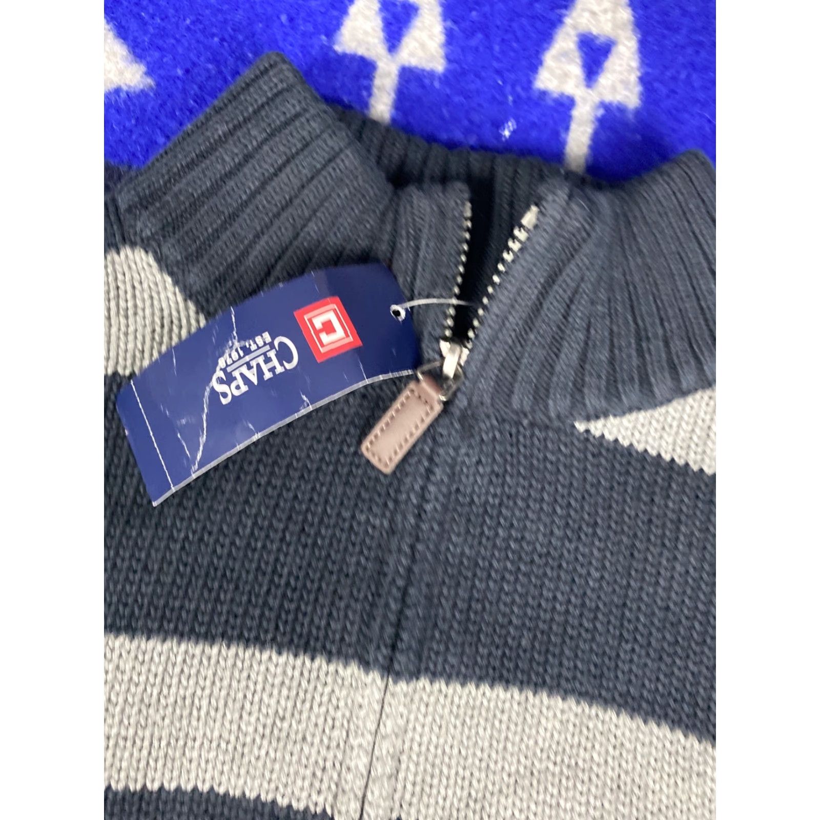 Chaps Chaps Ralph Lauren 1/4 Zip Knit Sweater Mens Sz L Blue Red Stripes Pullover Knit Zip Shirt Size US L / EU 52-54 / 3 - 3 Thumbnail
