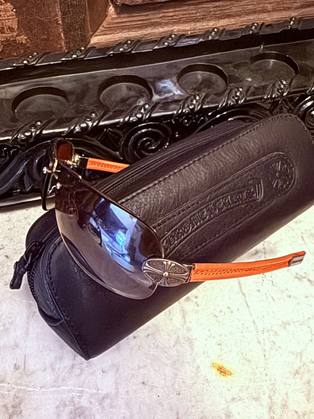 Chrome Hearts Chrome, heart classic oval sunglasses Size ONE SIZE - 7 Thumbnail