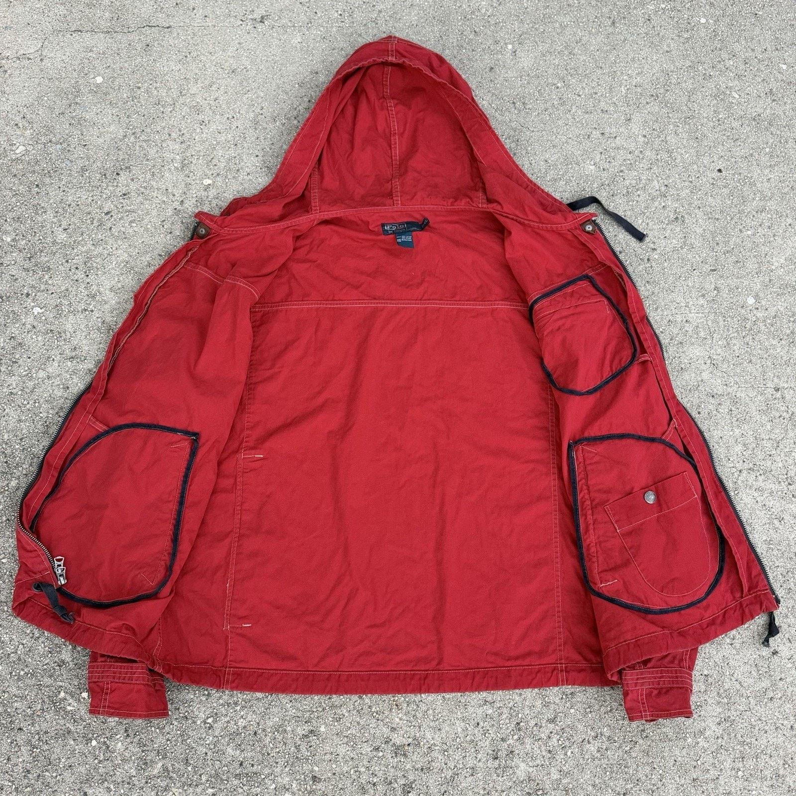 Polo Ralph Lauren × Vintage Vintage 90s Polo Ralph Lauren Red Hooded Utility Jacket XL Size US XL / EU 56 / 4 - 2 Thumbnail