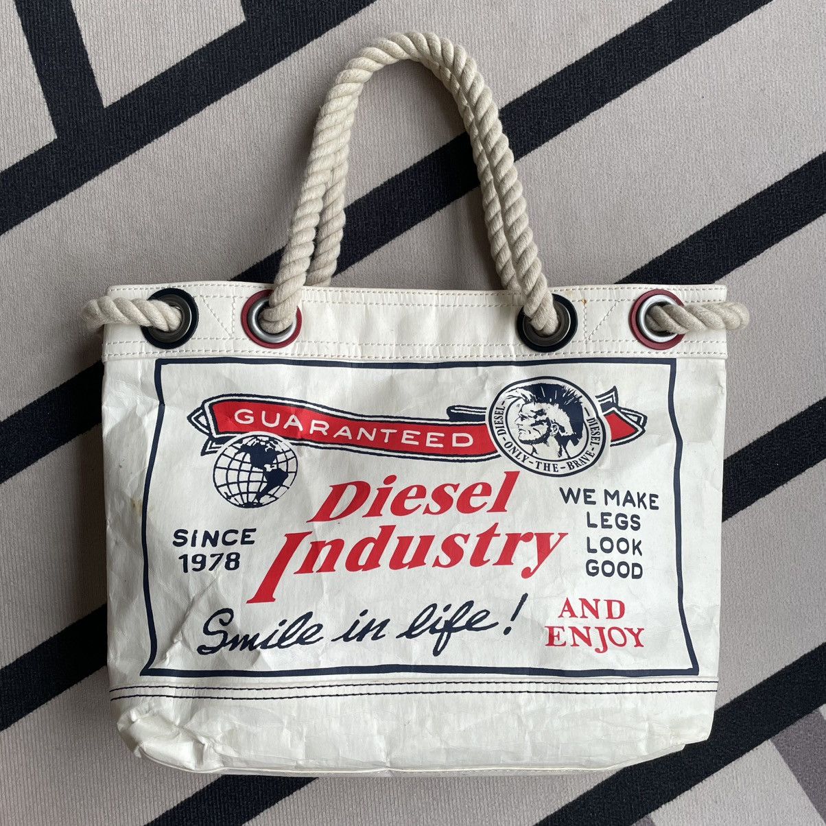 Diesel × Diesel Black Gold Diesel Paper Bag Waxed Tote Bag Y2K