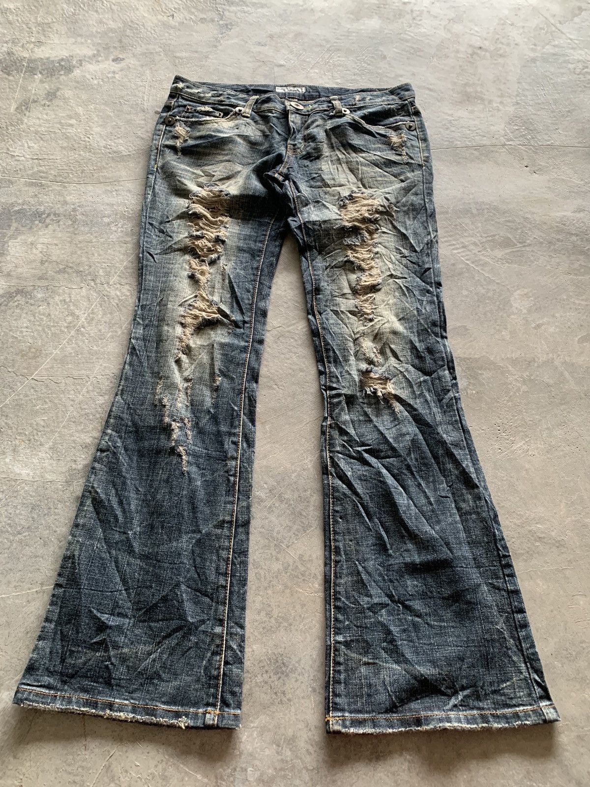 If Six Was Nine × Japanese Brand flare distressed punk grunge style inspired japanese denim Size 32" / US 10 / IT 46 - 3 Thumbnail