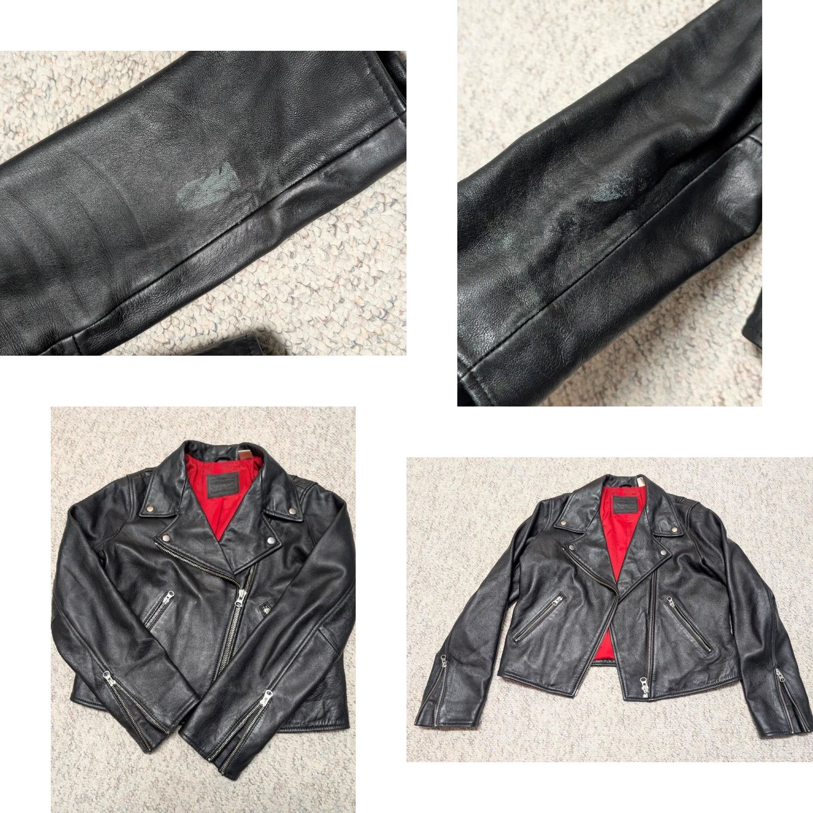 VINTAGE LEVI'S Biker Jacket Women M Black Leather Sheepskin Butter-Soft