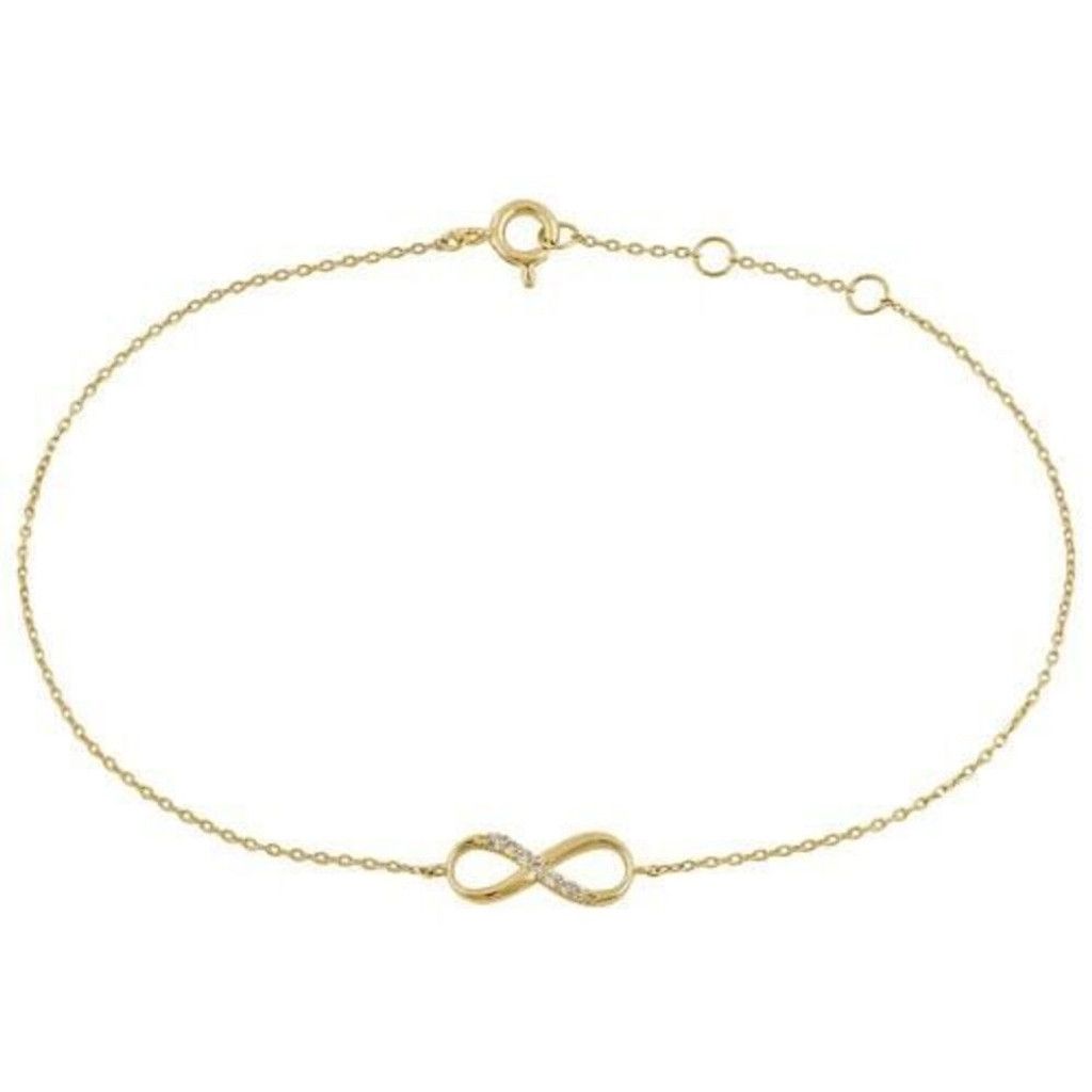 Other Solid 14K Yellow Gold Infinity Bracelet Womens Dainty Size ONE SIZE - 1 Thumbnail