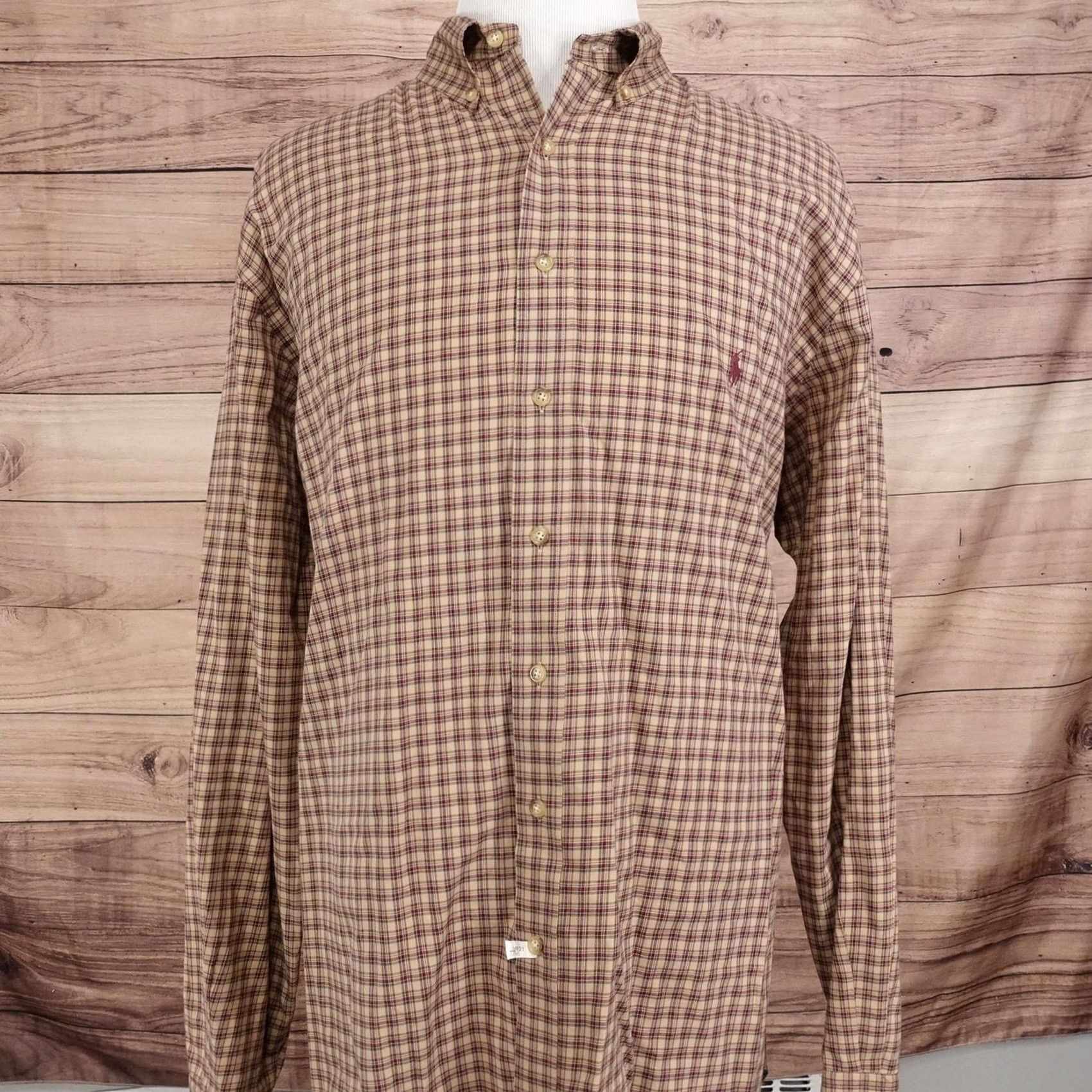 Ralph Lauren Ralph Lauren Shirt Mens 2XLT Beige Plaid Long Sleeve Button-Up Classic Fit Casual Mens 2XLT Big & Tall Cambr? Size US XXL / EU 58 / 5 - 3 Thumbnail