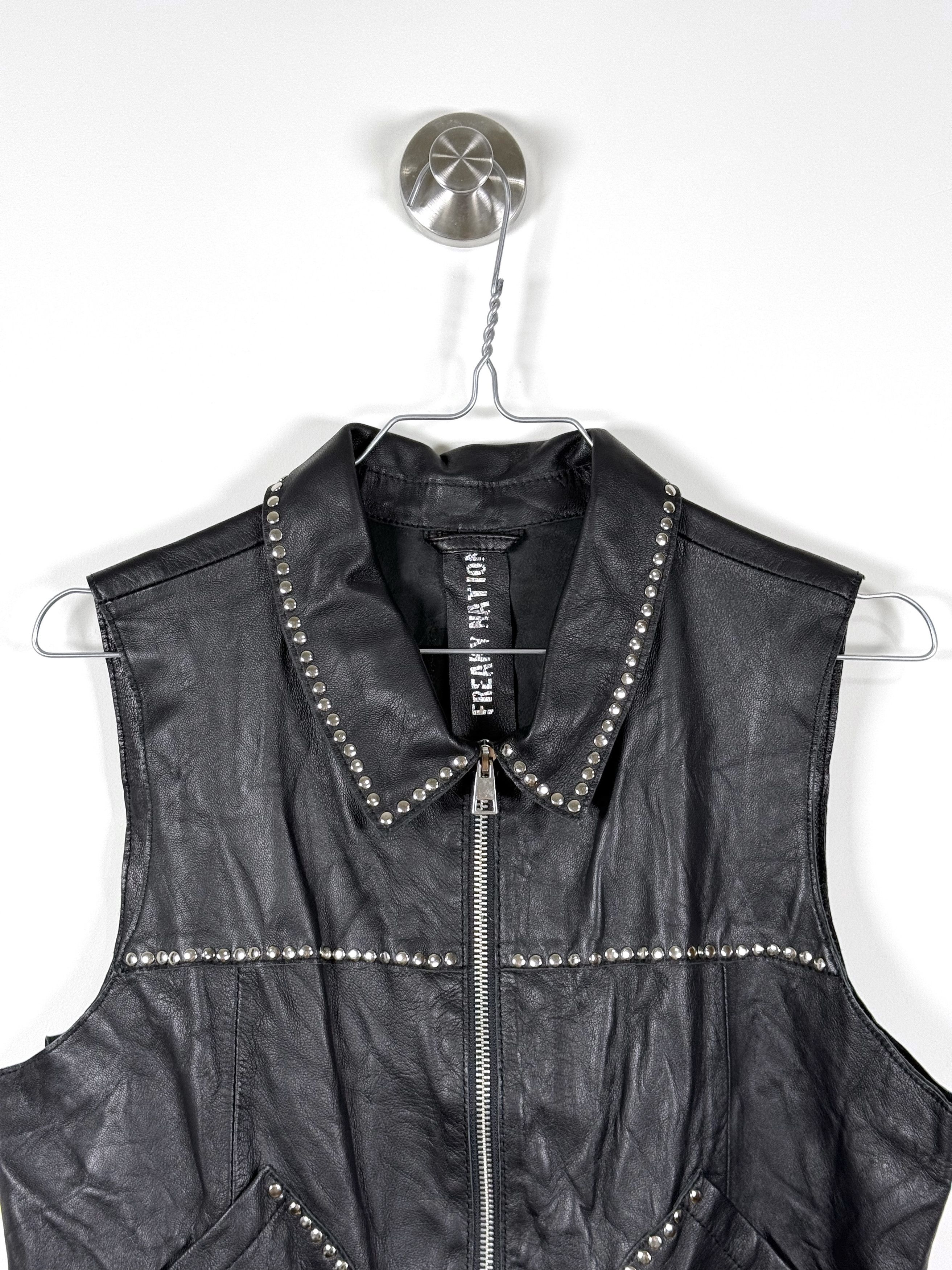 Other Women's Freaky Nation Studded Leather Vest Sleeveless (M) Size M / US 6-8 / IT 42-44 - 2 Thumbnail