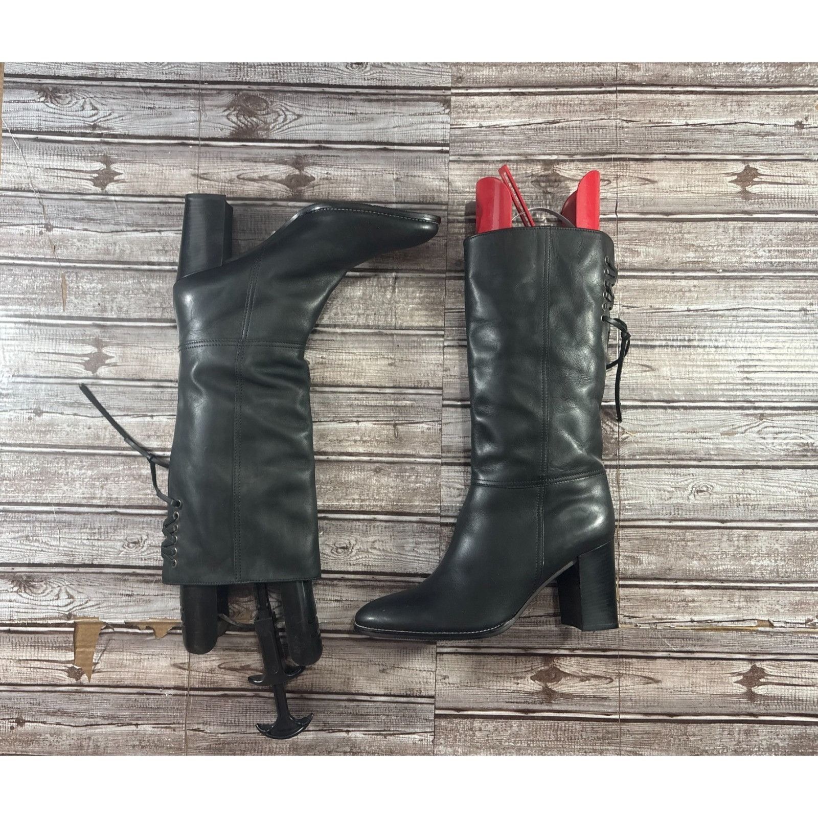 Coach Coach P438 Coty Leather Back Laces Mid-Calf Boots Size 11 B Size US 11 / IT 41 - 4 Thumbnail