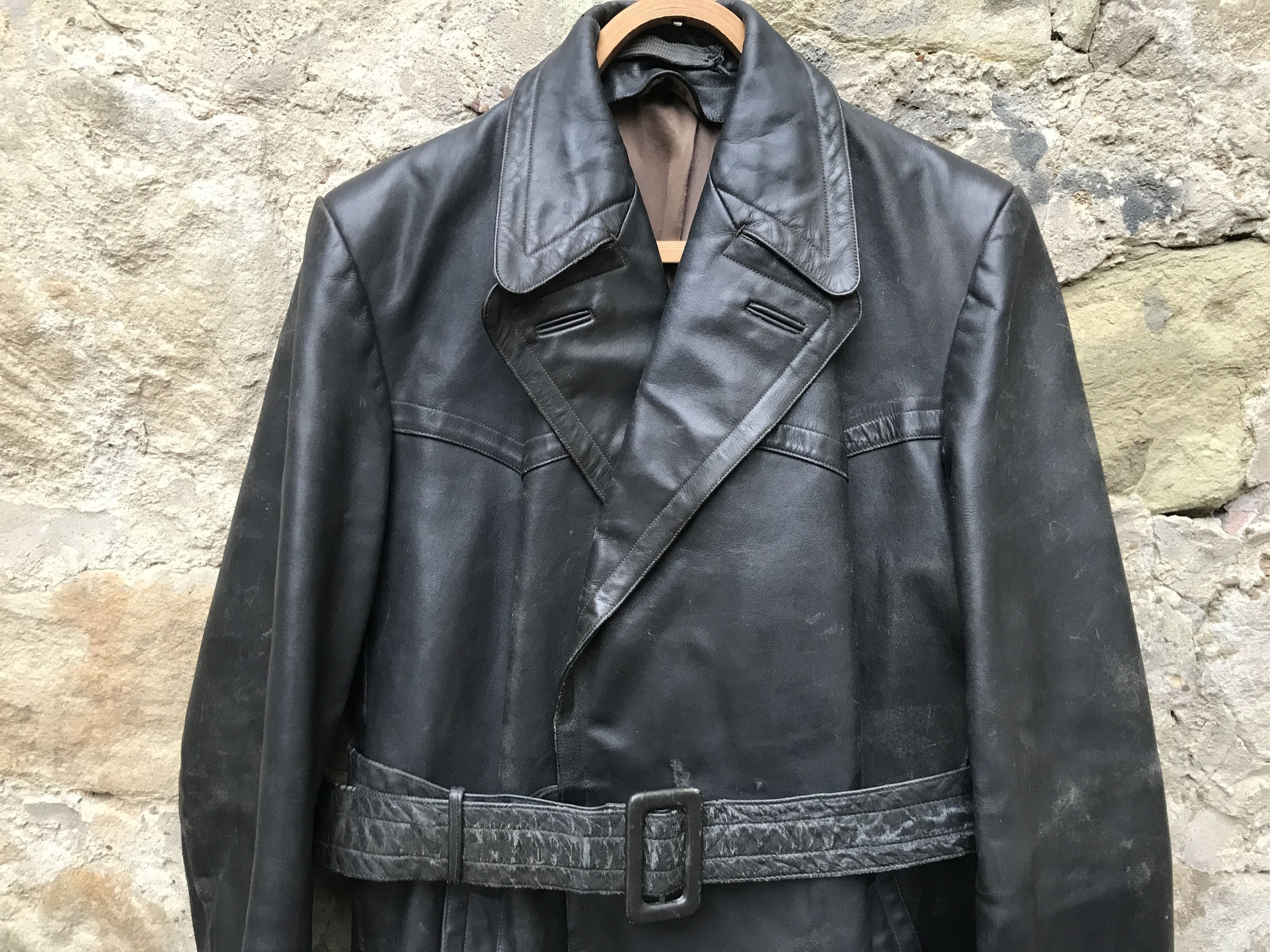 Vintage 40s German Motorcycle Horsehide Leather Jacket / Coat Size US L / EU 52-54 / 3 - 2 Thumbnail