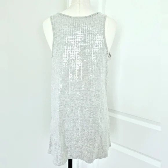 Laundry by Shelli Segal Light Heather Gray Sequin Scoop Neck Tank Top NWOT Size M / US 6-8 / IT 42-44 - 4 Thumbnail